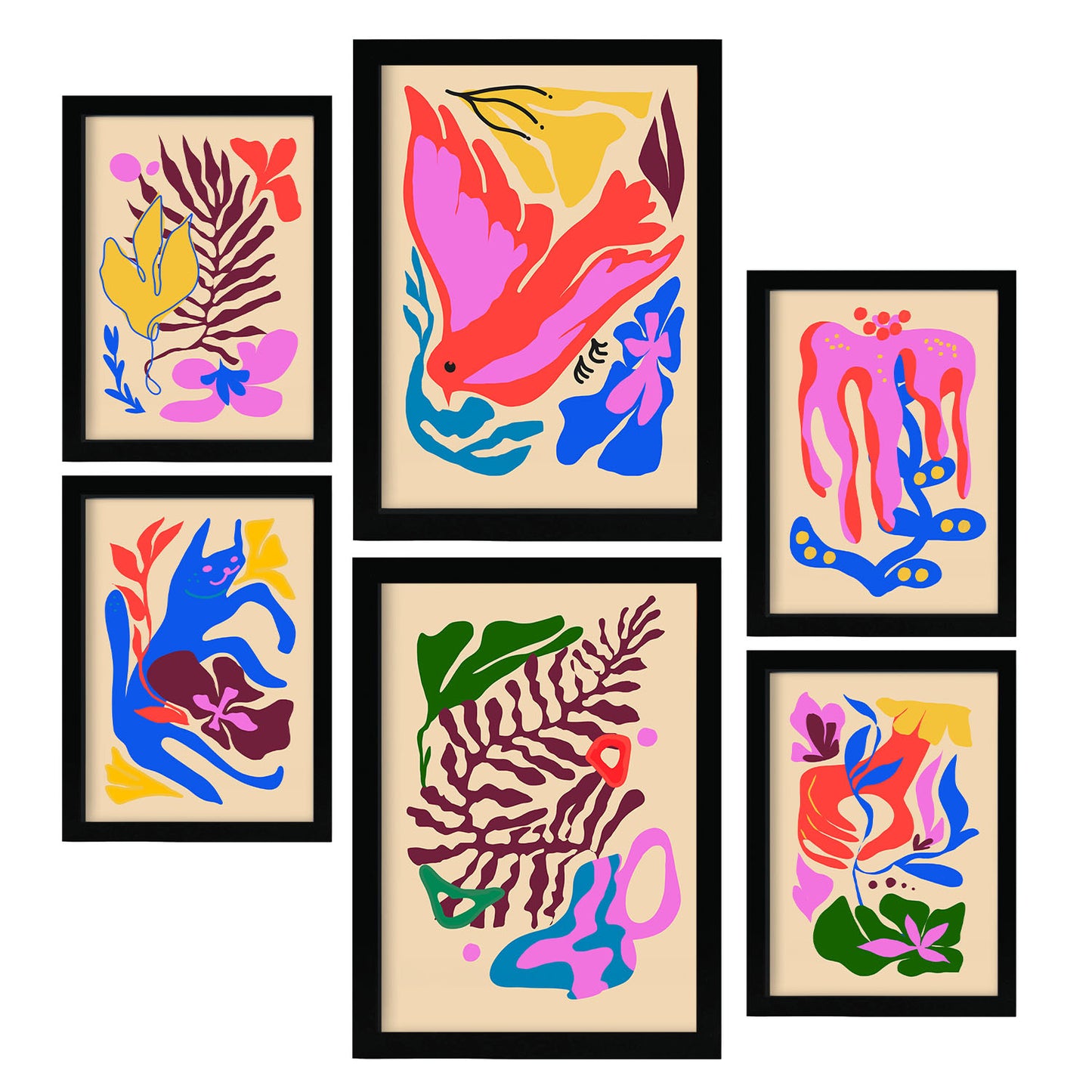 Nacnic Set de 6 Láminas en Abstracto de Flores Estéticas