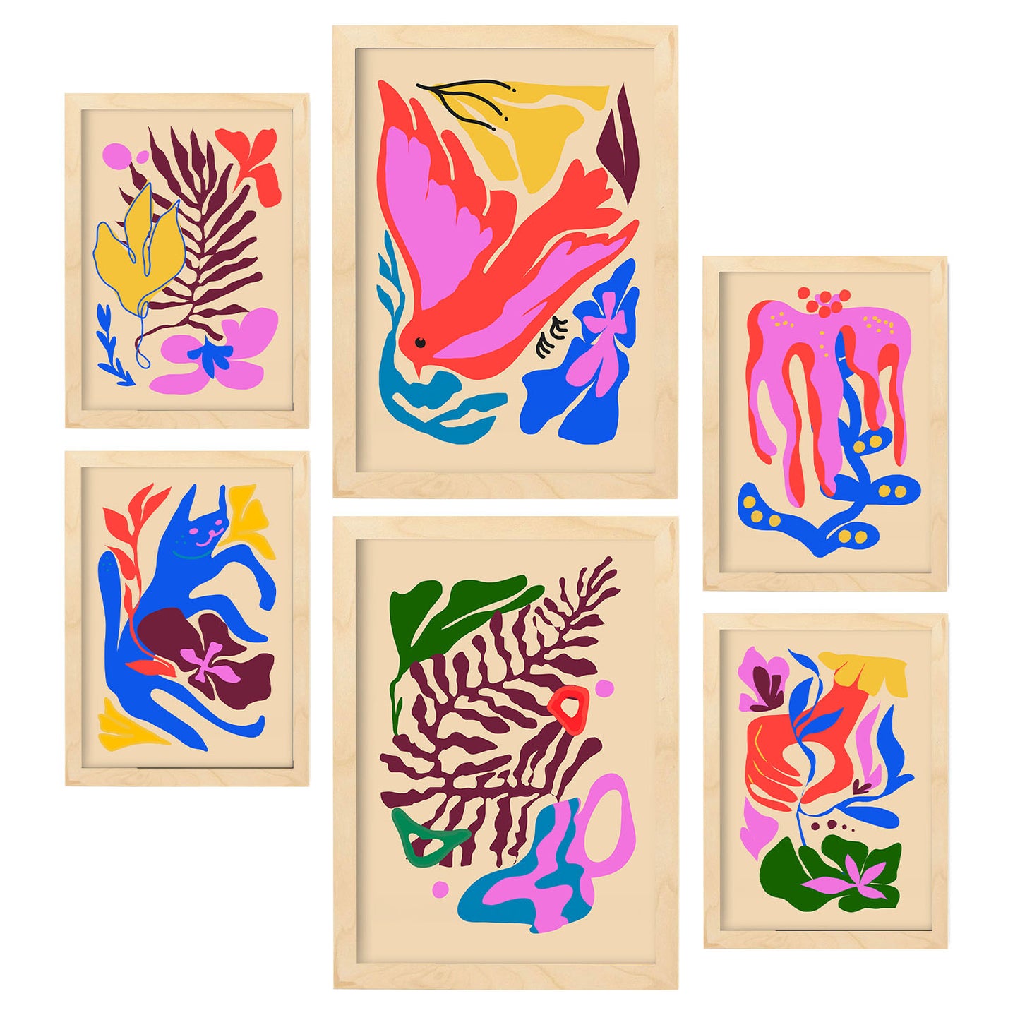 Nacnic Set de 6 Láminas en Abstracto de Flores Estéticas