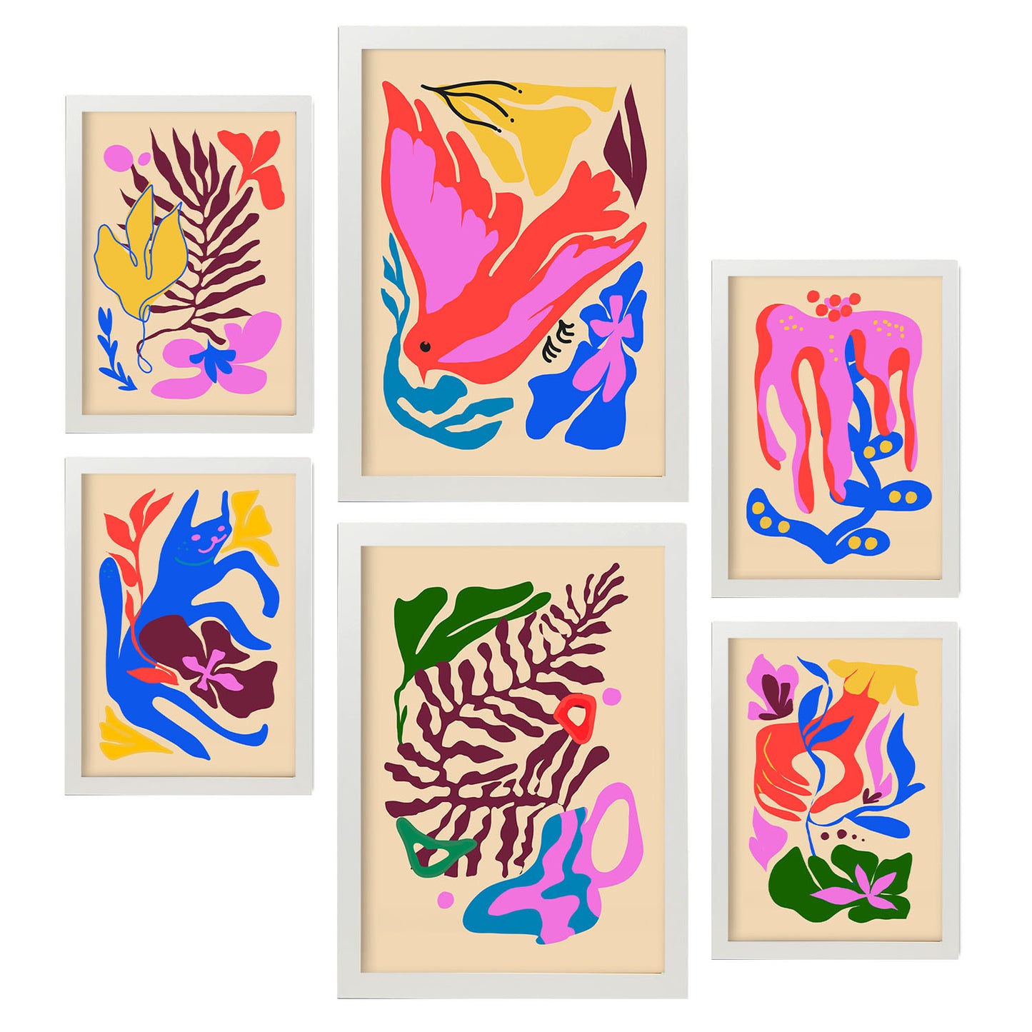 Nacnic Set de 6 Láminas en Abstracto de Flores Estéticas