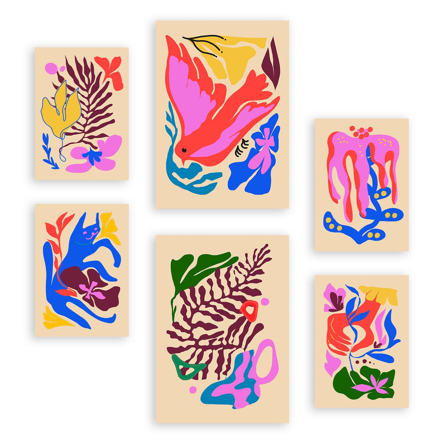 Nacnic Set de 6 Láminas en Abstracto de Flores Estéticas