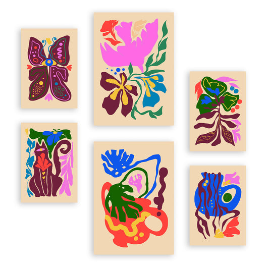 Nacnic Set de 6 Laminas Pintorescas y Abstractas de Flores
