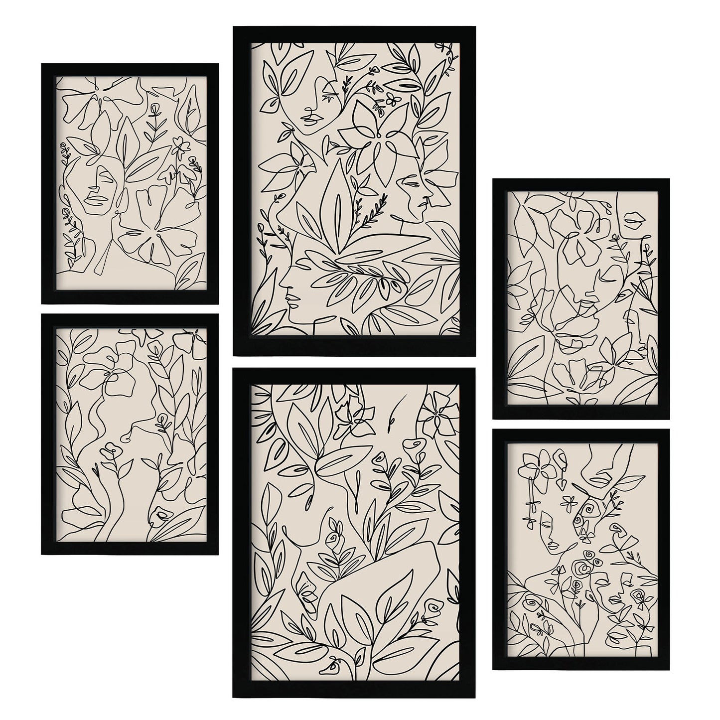 Nacnic Set de 6 Láminas Abstractas de Flores con Volantes