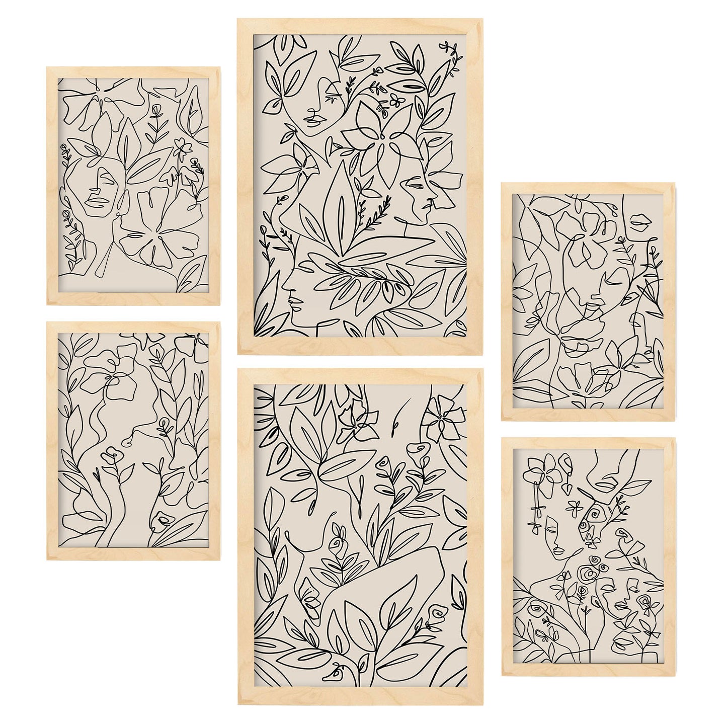 Nacnic Set de 6 Láminas Abstractas de Flores con Volantes