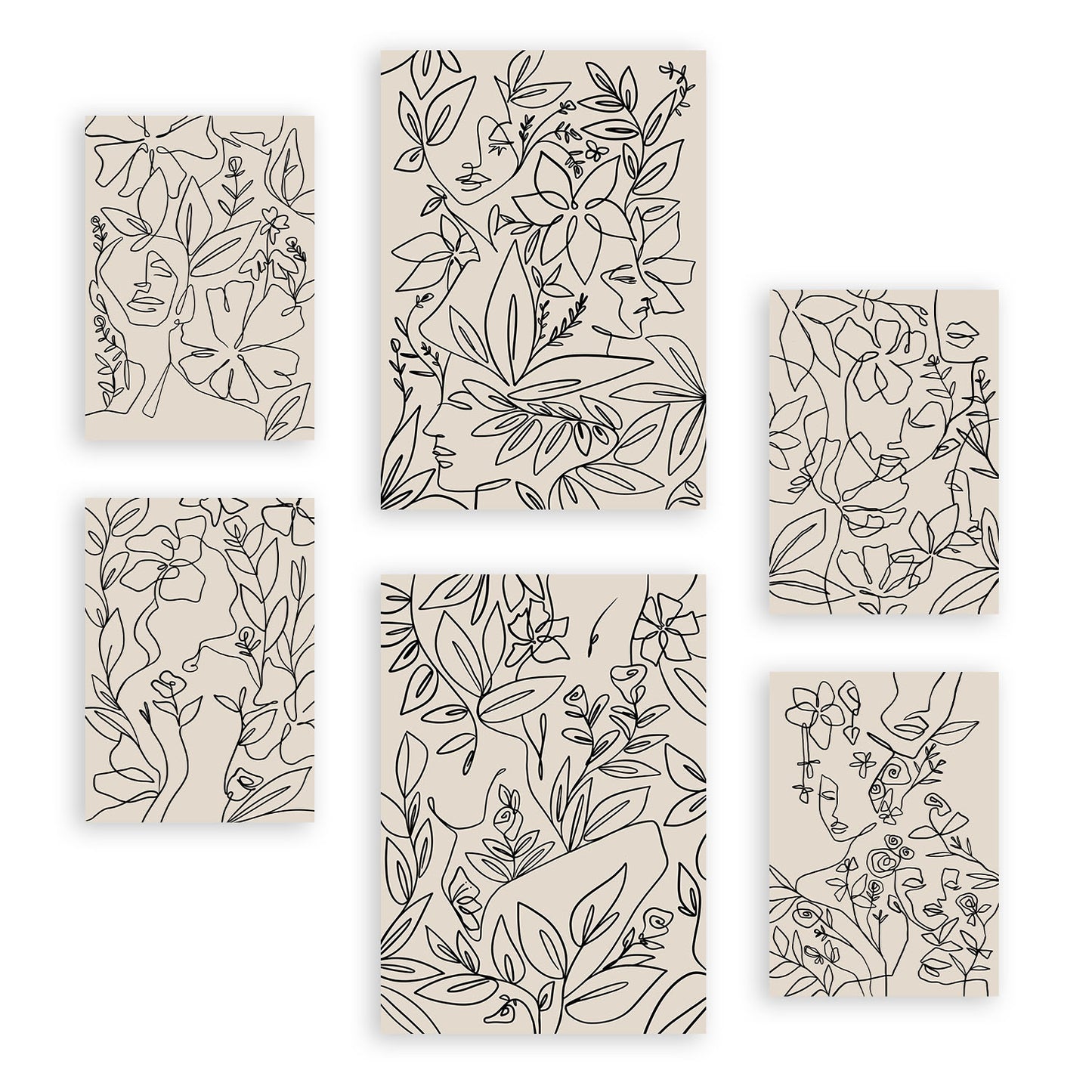 Nacnic Set de 6 Láminas Abstractas de Flores con Volantes
