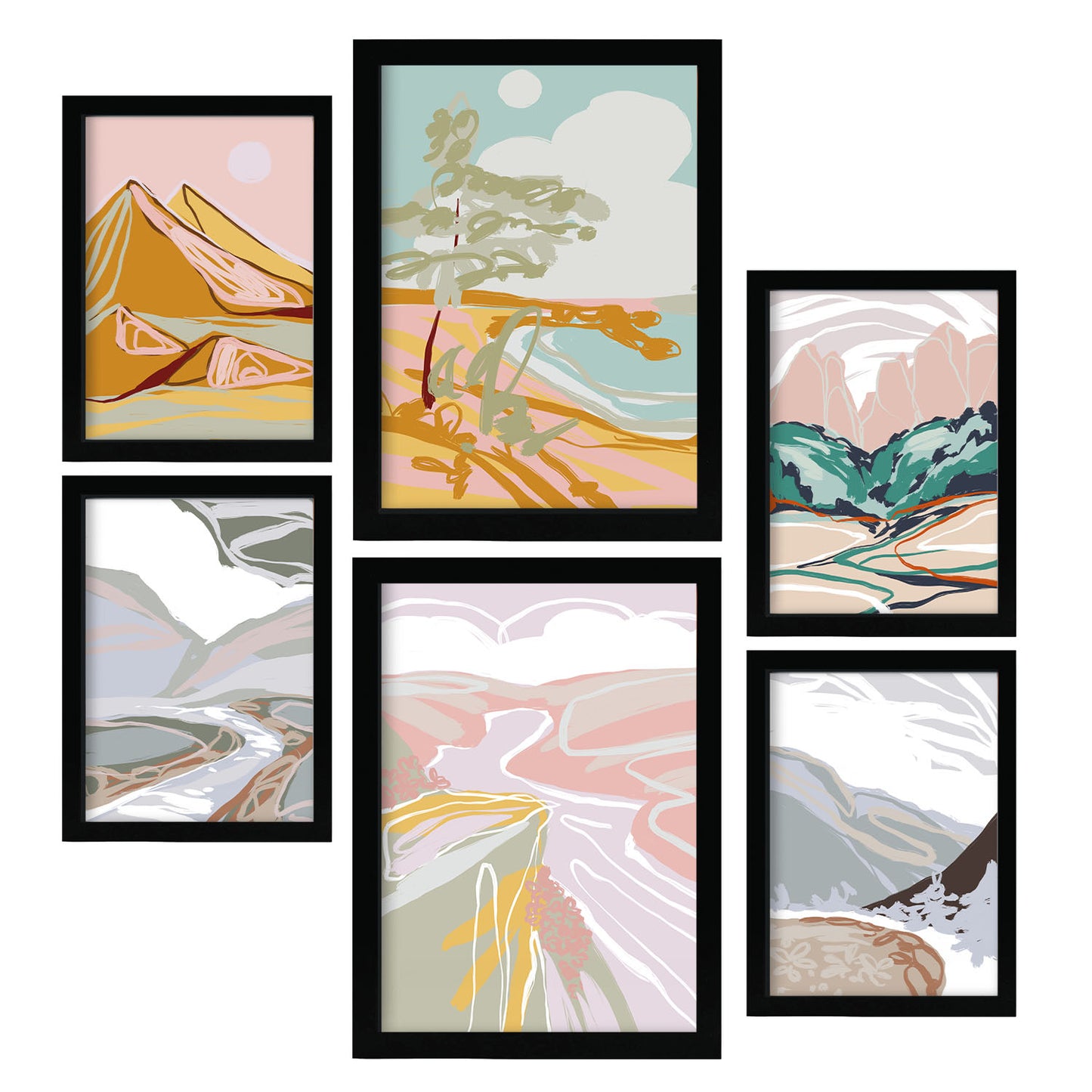 Nacnic Set de 6 Laminas de Paisajes Abstractos