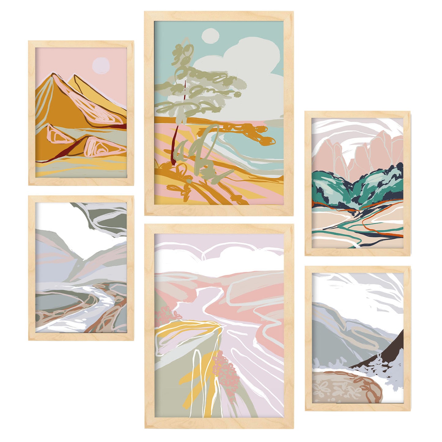 Nacnic Set de 6 Laminas de Paisajes Abstractos