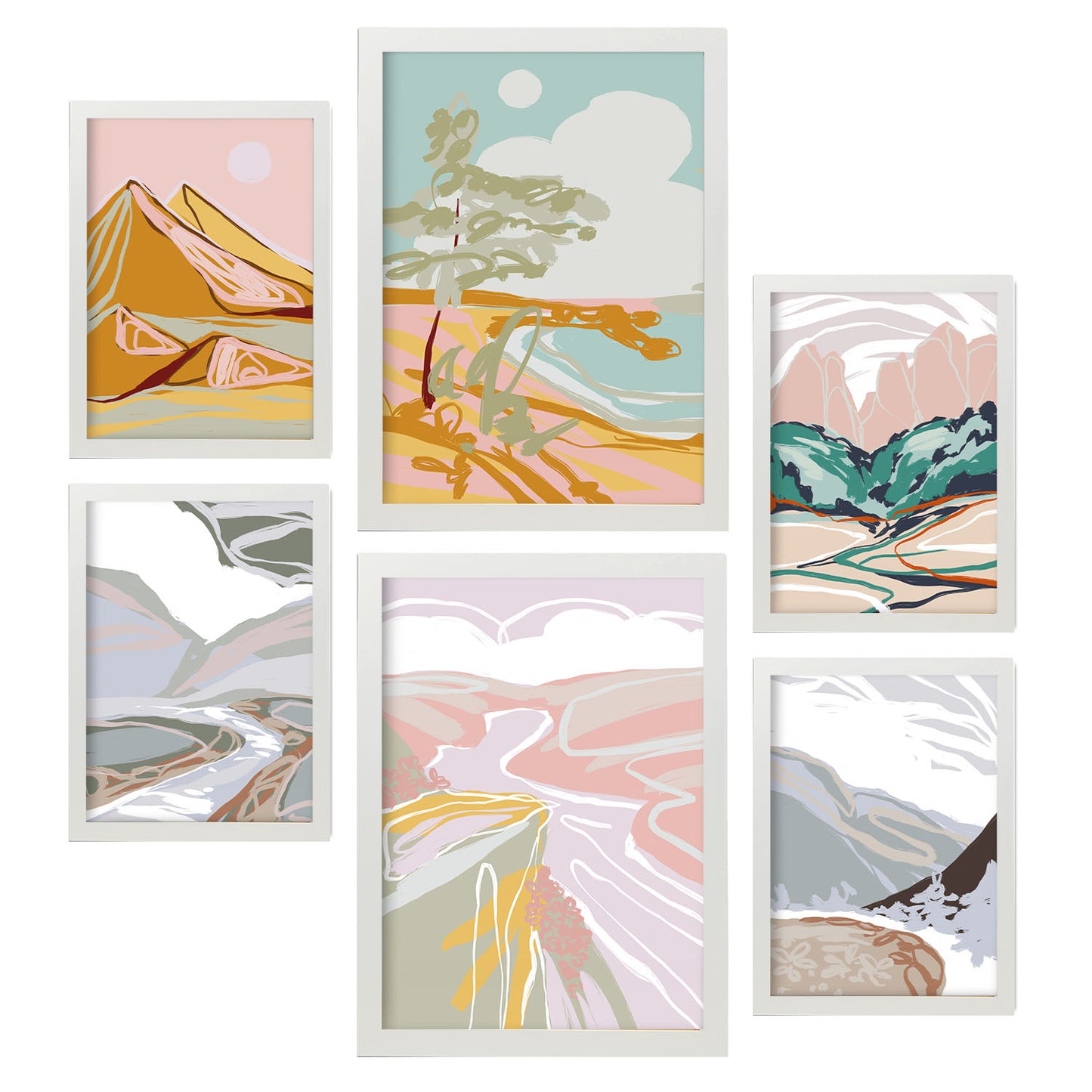 Nacnic Set de 6 Laminas de Paisajes Abstractos