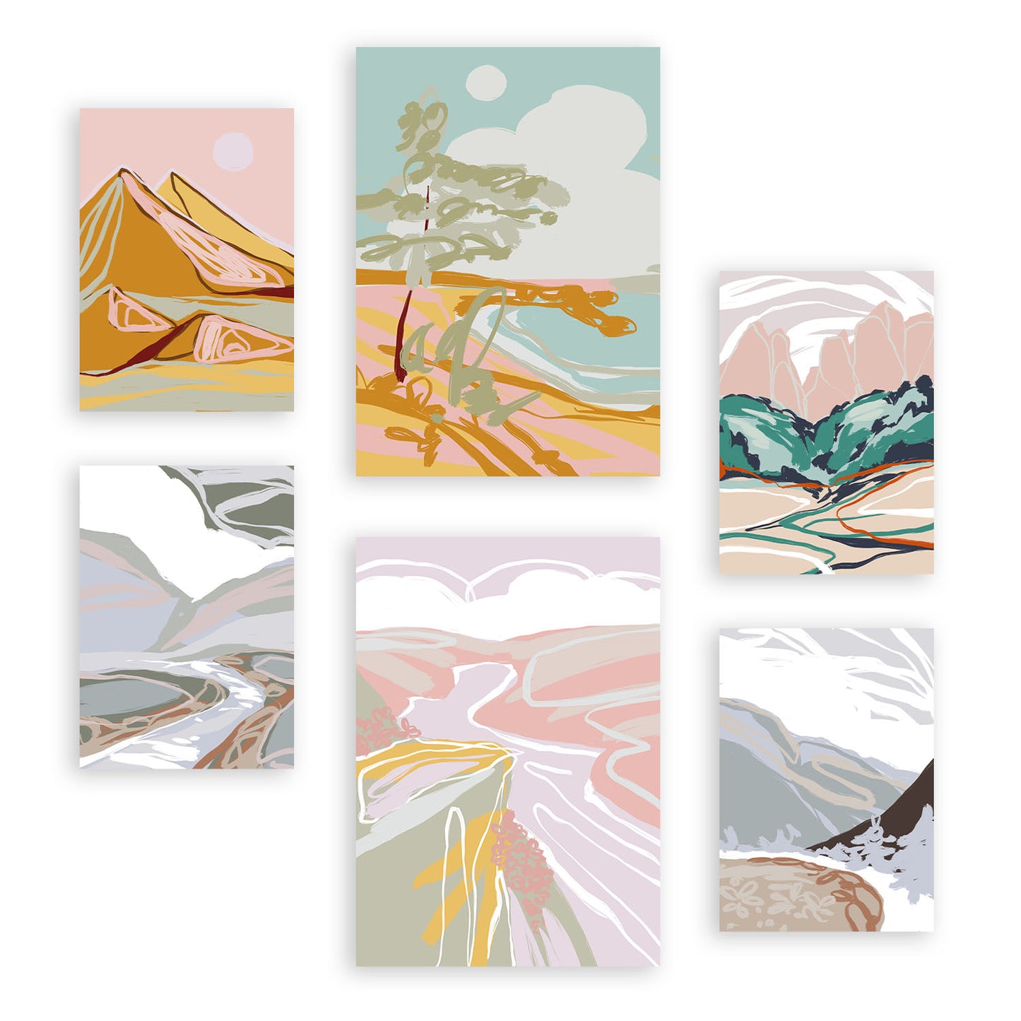 Nacnic Set de 6 Laminas de Paisajes Abstractos