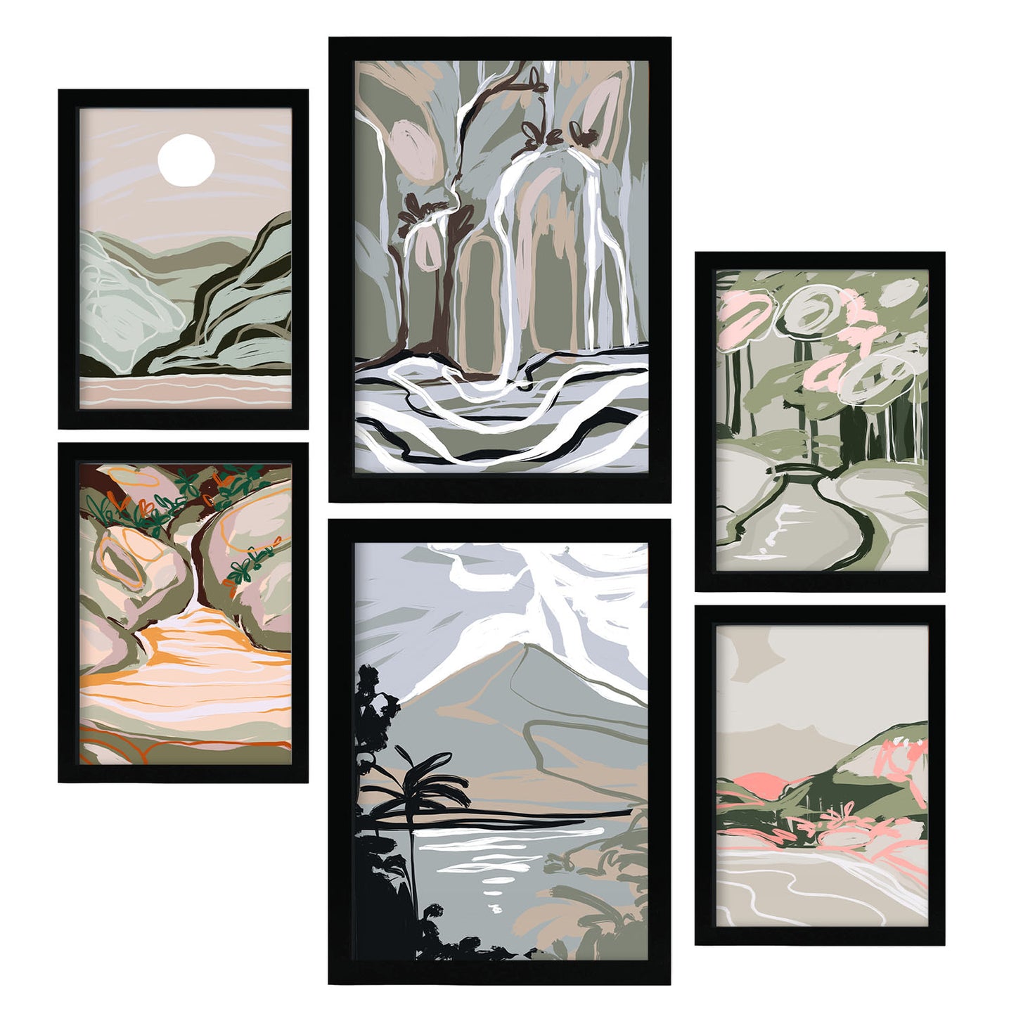 Conjunto Nacnic de 6 Láminas de Paisajes Abstractos