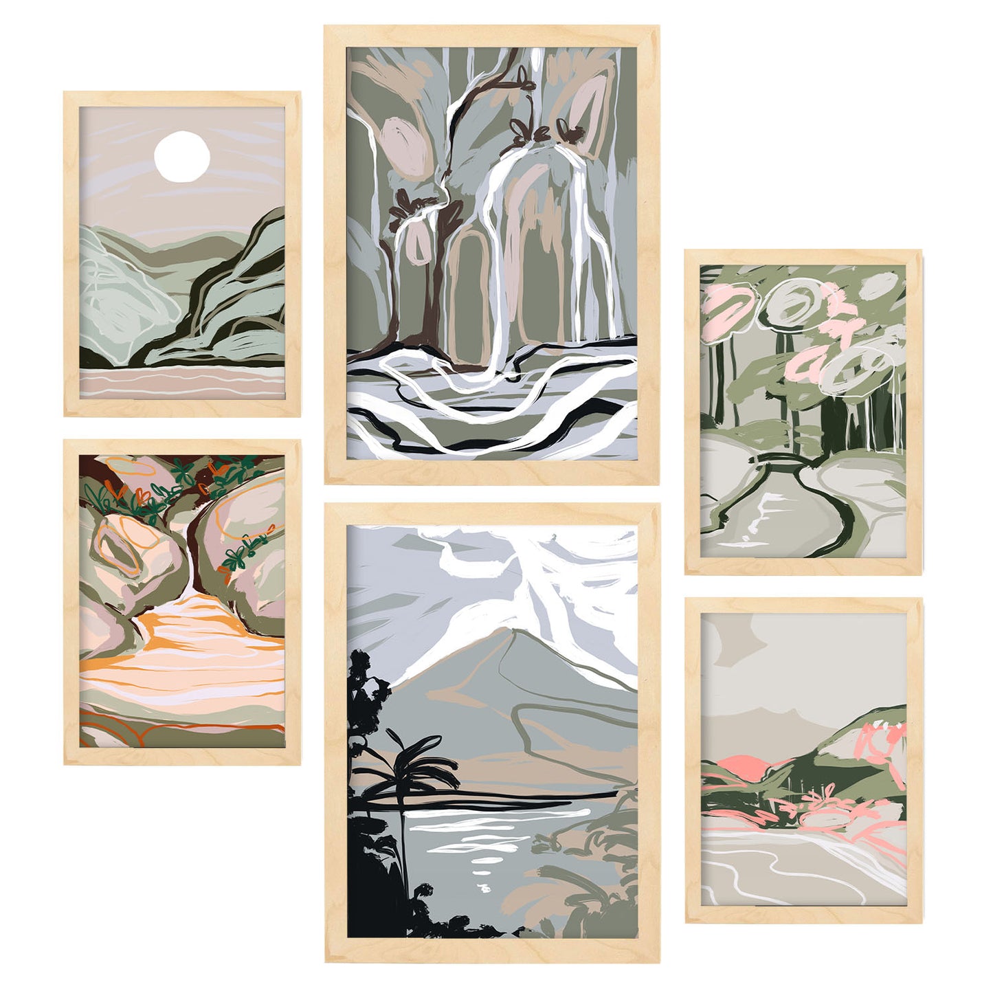 Conjunto Nacnic de 6 Láminas de Paisajes Abstractos