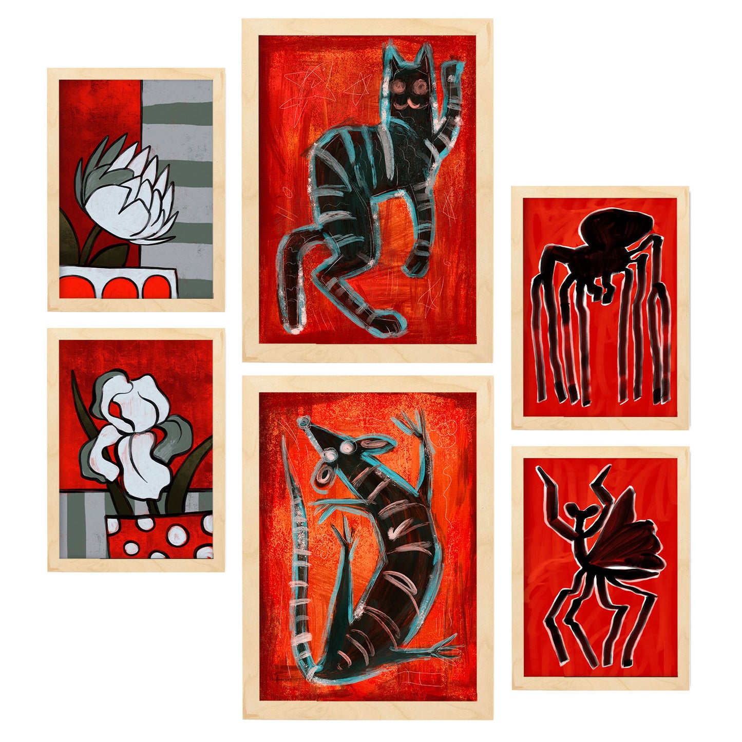 Set de 6 Láminas Nacnic de Criaturas y Animales Abstractos