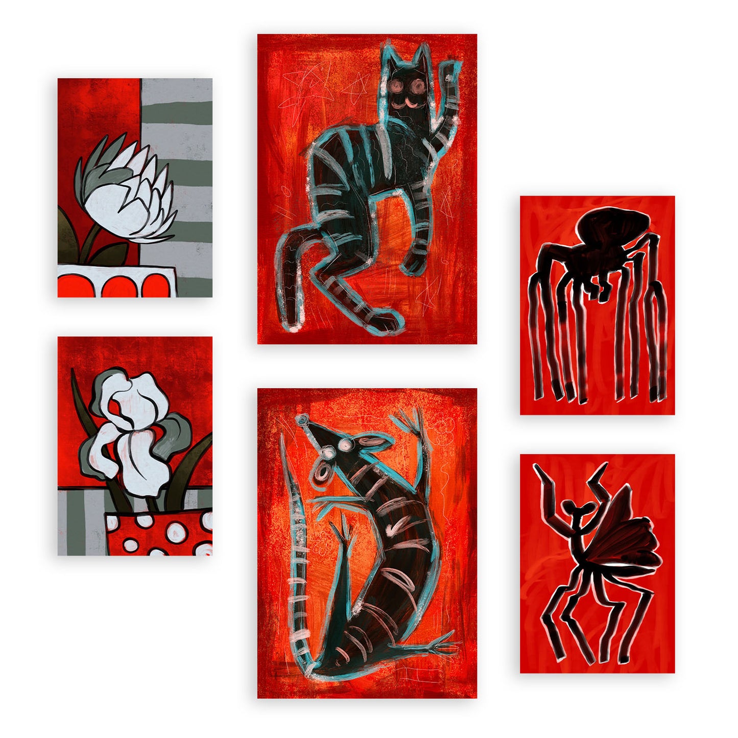 Set de 6 Láminas Nacnic de Criaturas y Animales Abstractos