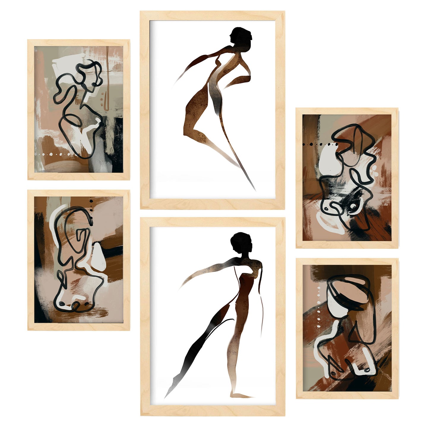 Nacnic Set de 6 Láminas Abstractas Femeninas Virtud del Cuerpo
