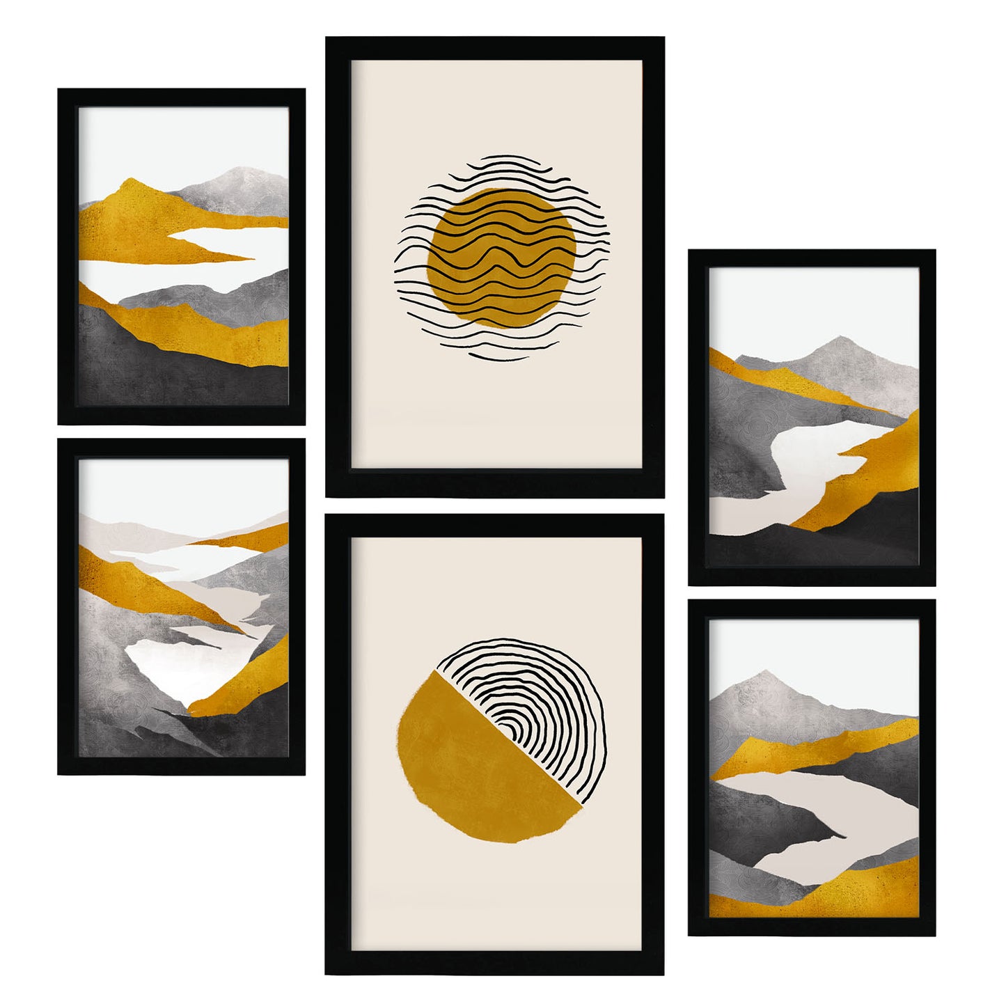 Nacnic Set de 6 Láminas de Naturaleza Cicloidal y Paisajes Abstractos