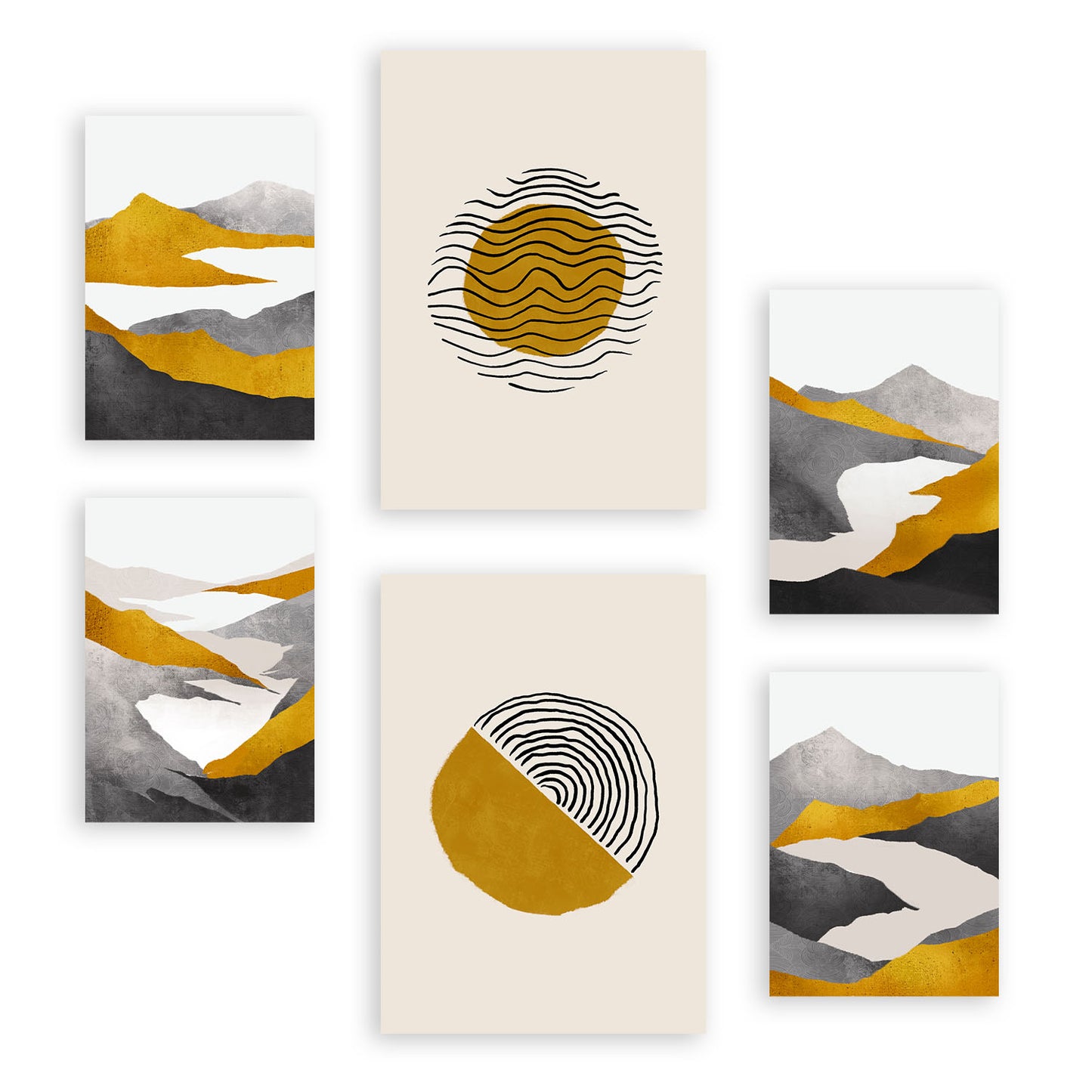 Nacnic Set de 6 Láminas de Naturaleza Cicloidal y Paisajes Abstractos