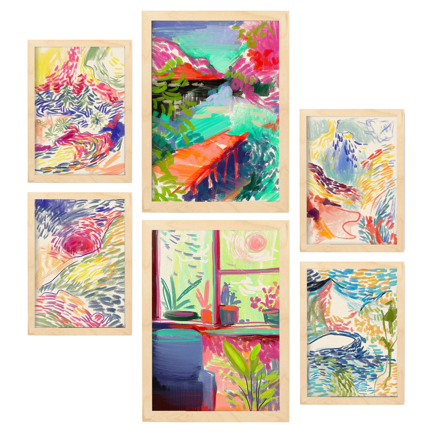 Nacnic Set de 6 Láminas Esencia de la Naturaleza con Paisajes Abstractos