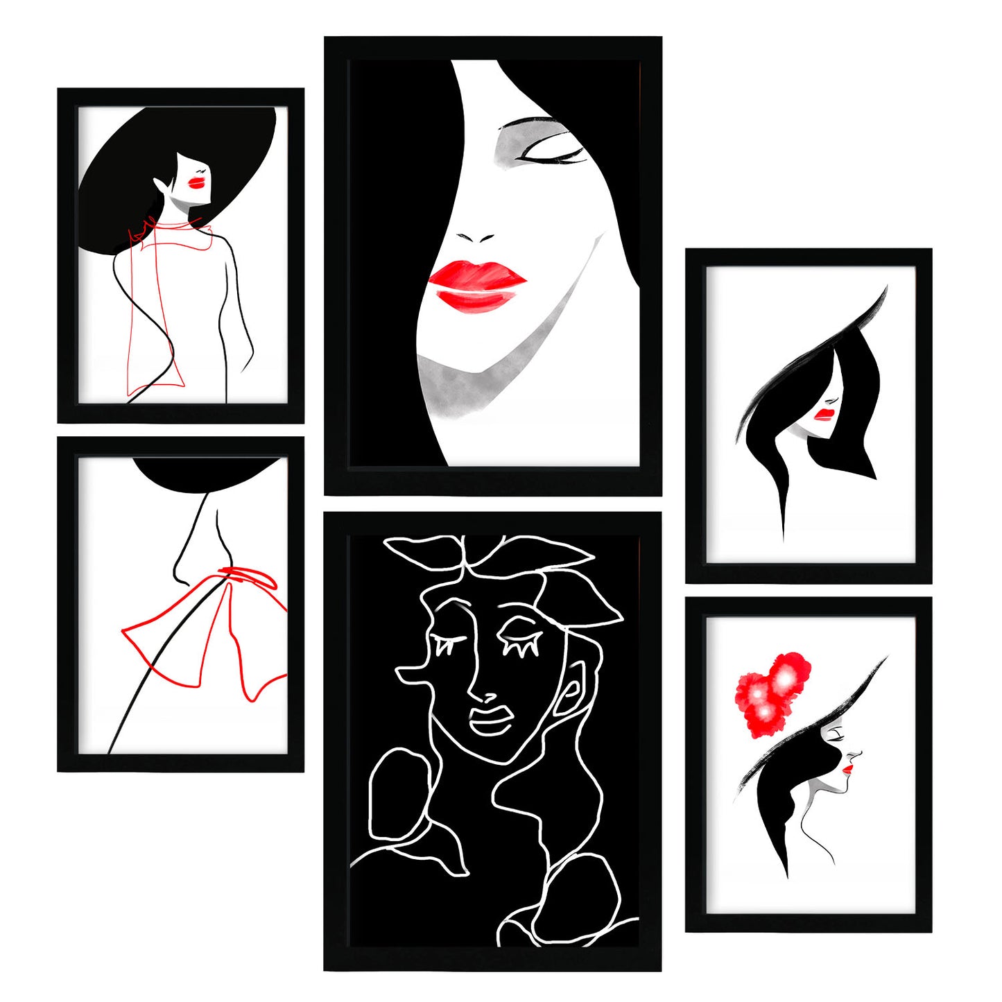 Set de 6 Láminas Belleza de Dotación Abstracto Femenino de Nacnic