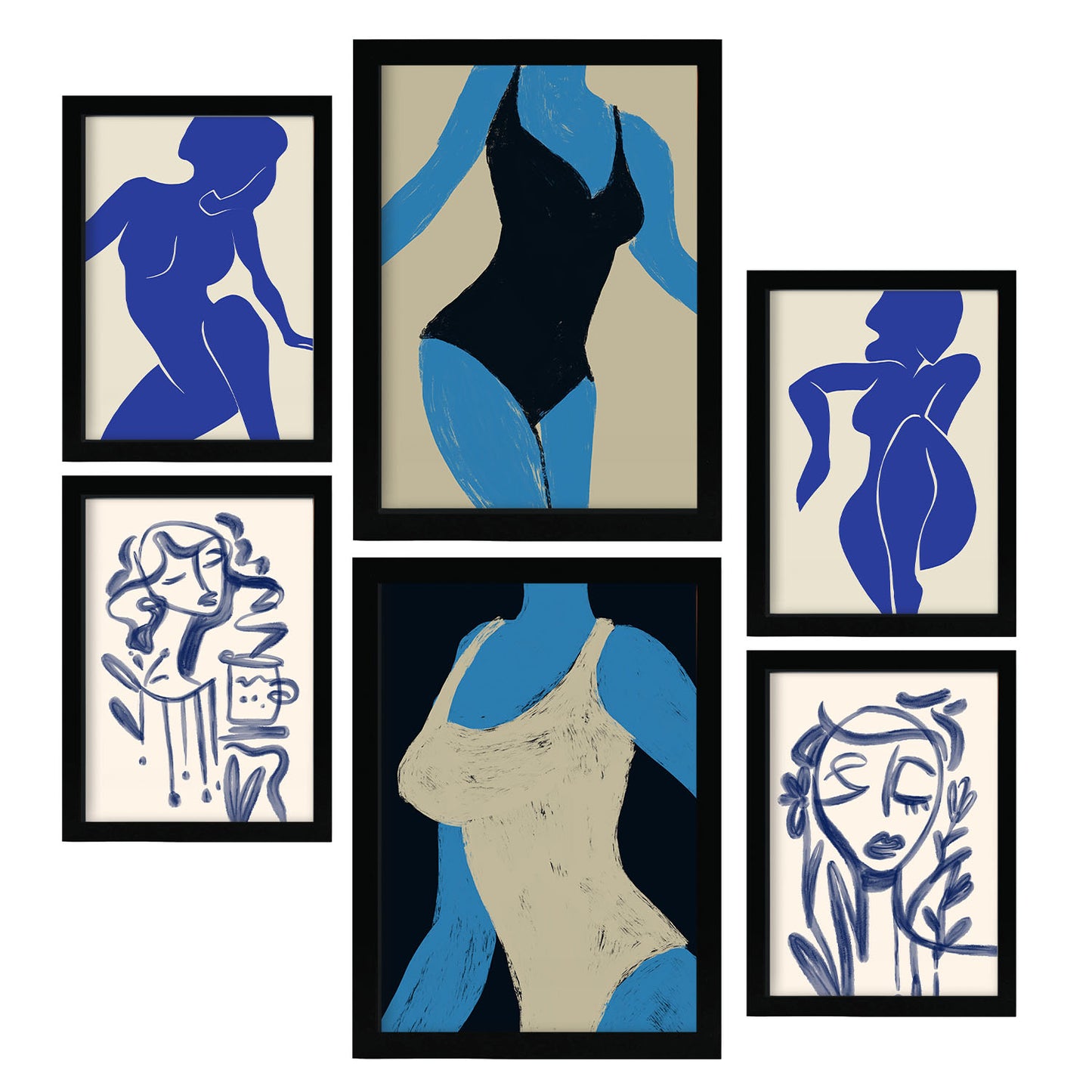 Nacnic Set de 6 Laminas Abstractas de Cuerpo Femenino para Sala de Estar y Dormitorio