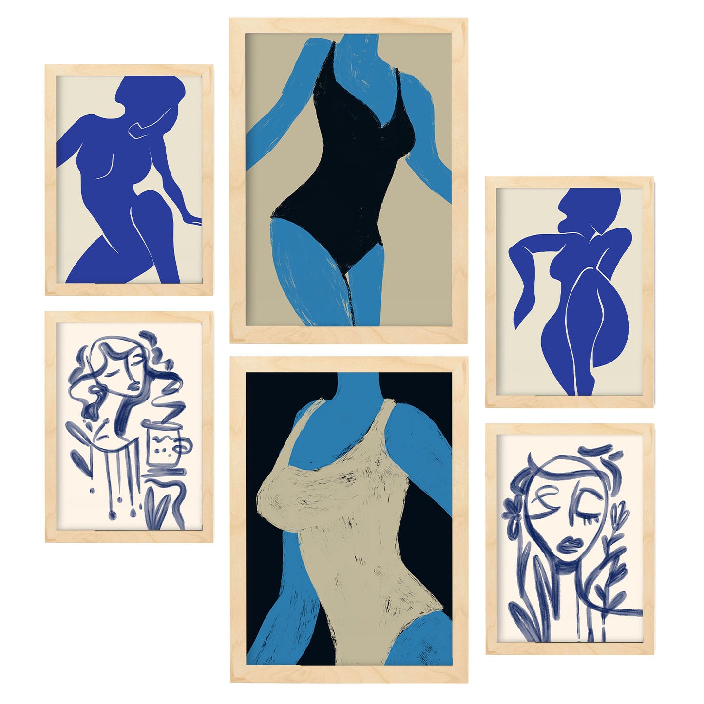 Nacnic Set de 6 Laminas Abstractas de Cuerpo Femenino para Sala de Estar y Dormitorio