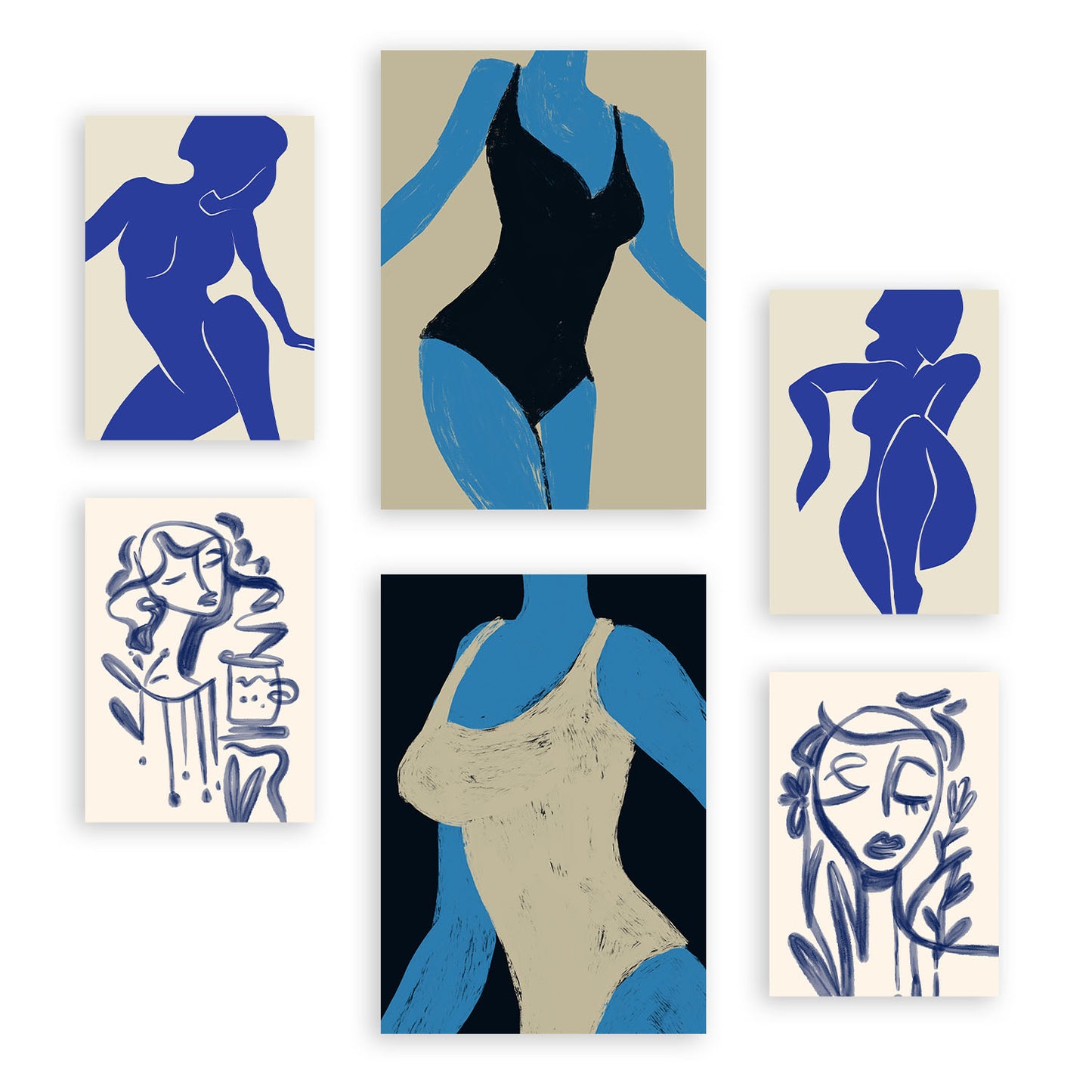 Nacnic Set de 6 Laminas Abstractas de Cuerpo Femenino para Sala de Estar y Dormitorio