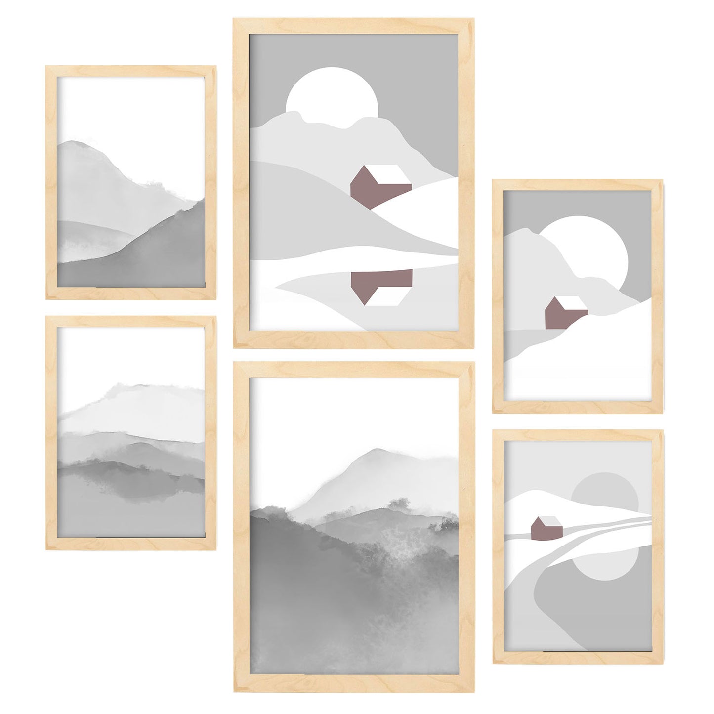 Nacnic Set de 6 Posters de Tonos de la Naturaleza y Paisajes Resumidos
