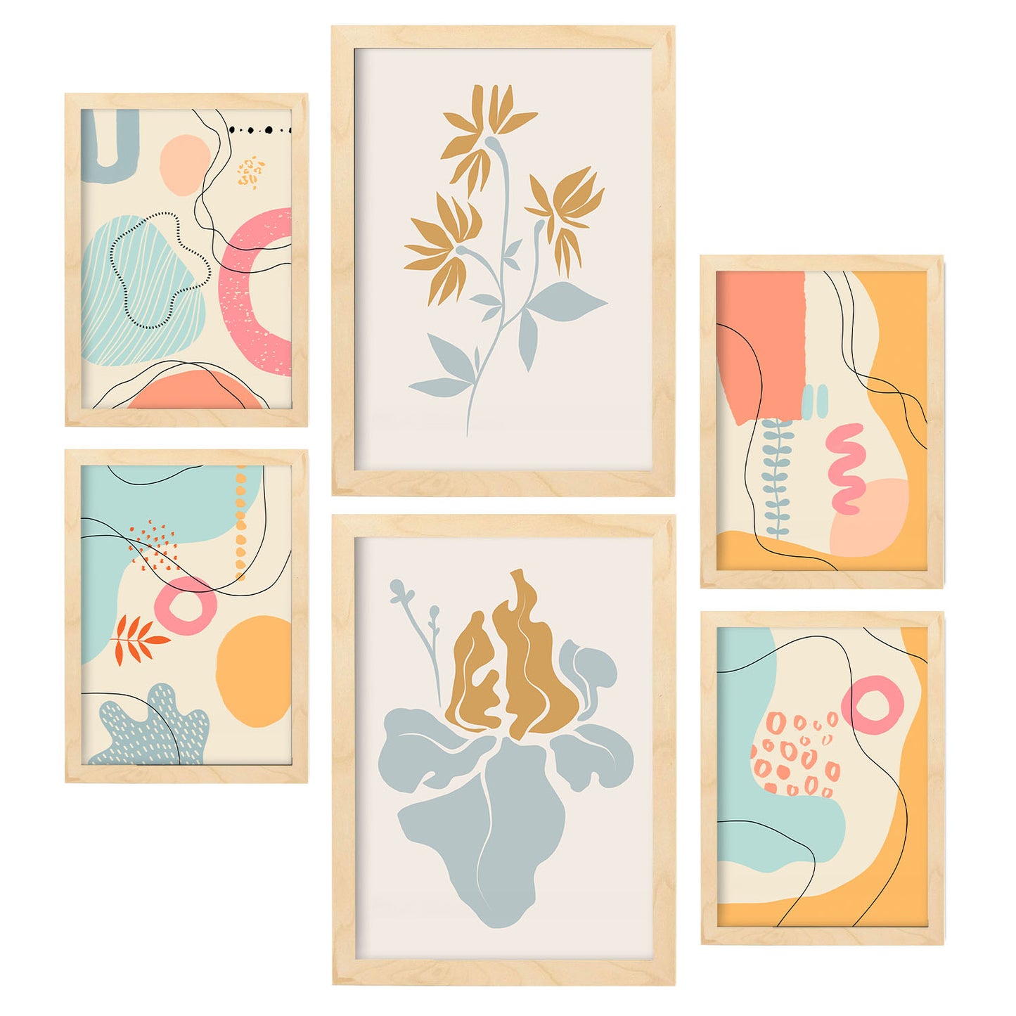 Nacnic Set de 6 Láminas Estilo Ético 2 con Flores Abstractas