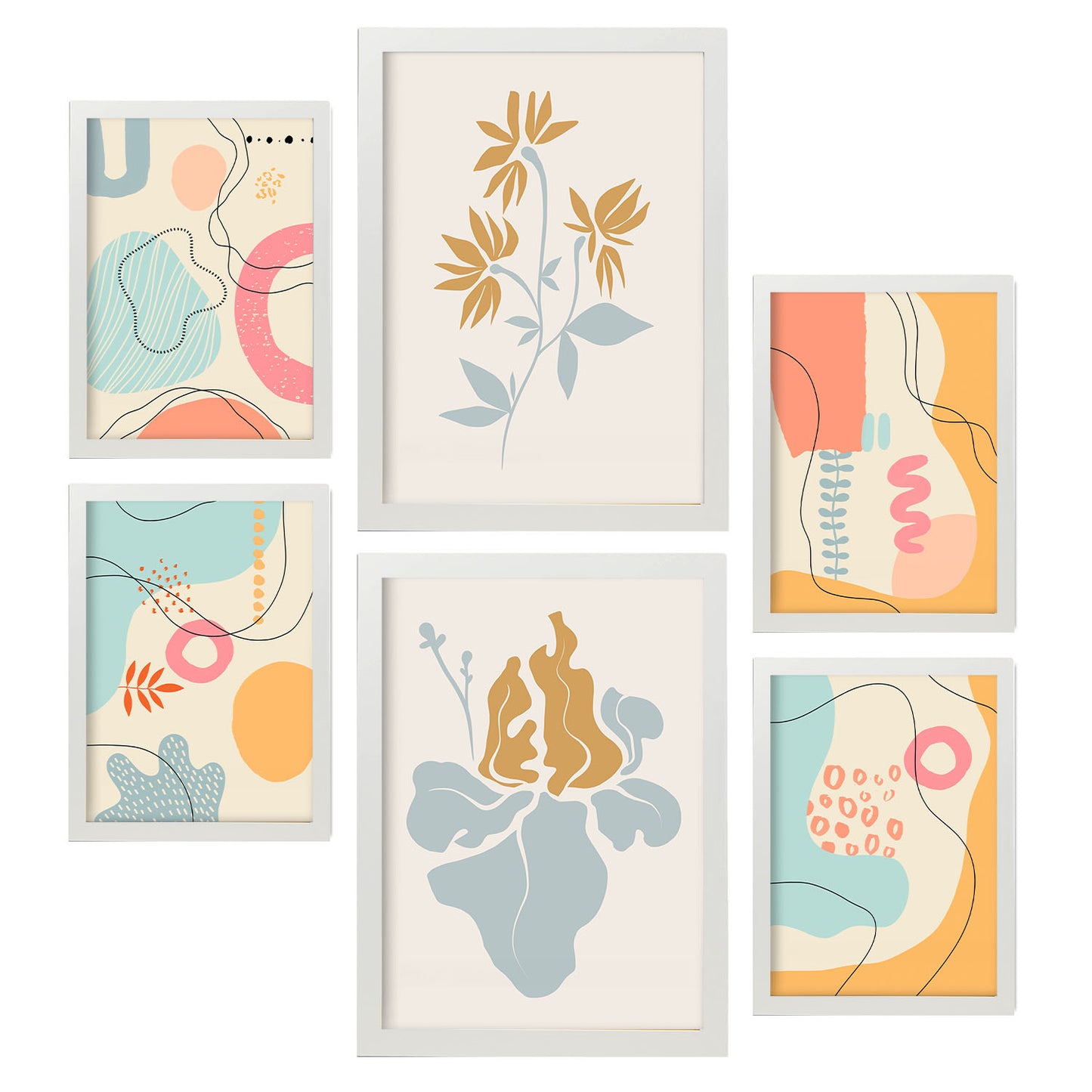 Nacnic Set de 6 Láminas Estilo Ético 2 con Flores Abstractas