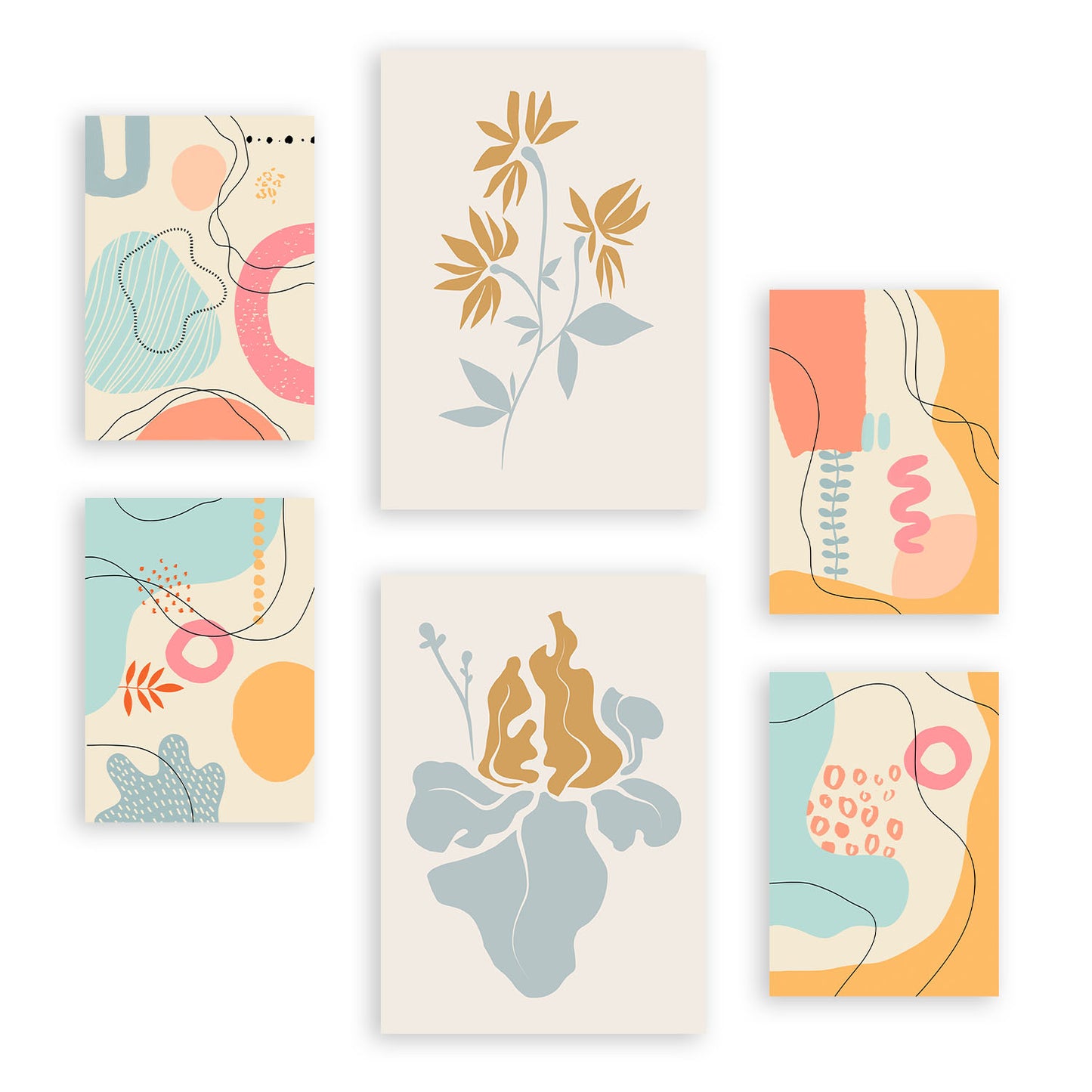 Nacnic Set de 6 Láminas Estilo Ético 2 con Flores Abstractas