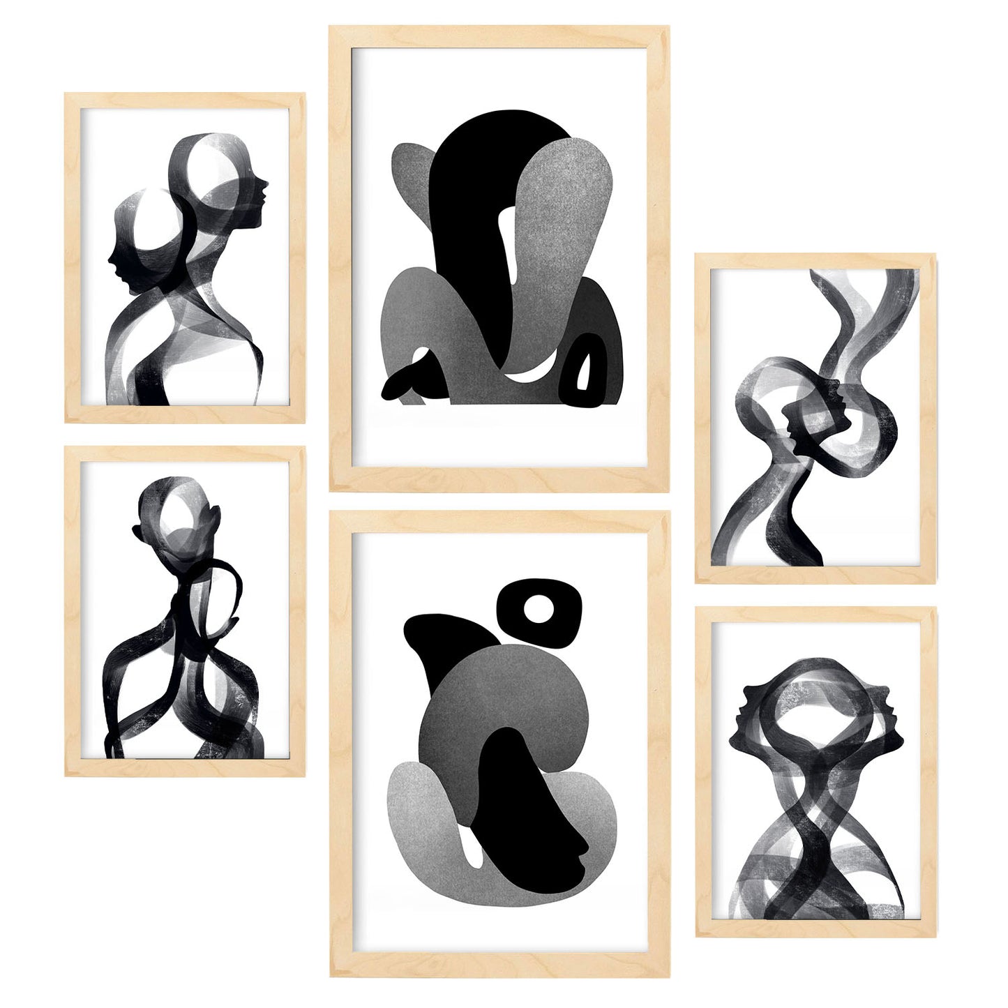 Nacnic Set de 6 Láminas de Amantes Abstractos con Cuerpo Doblado