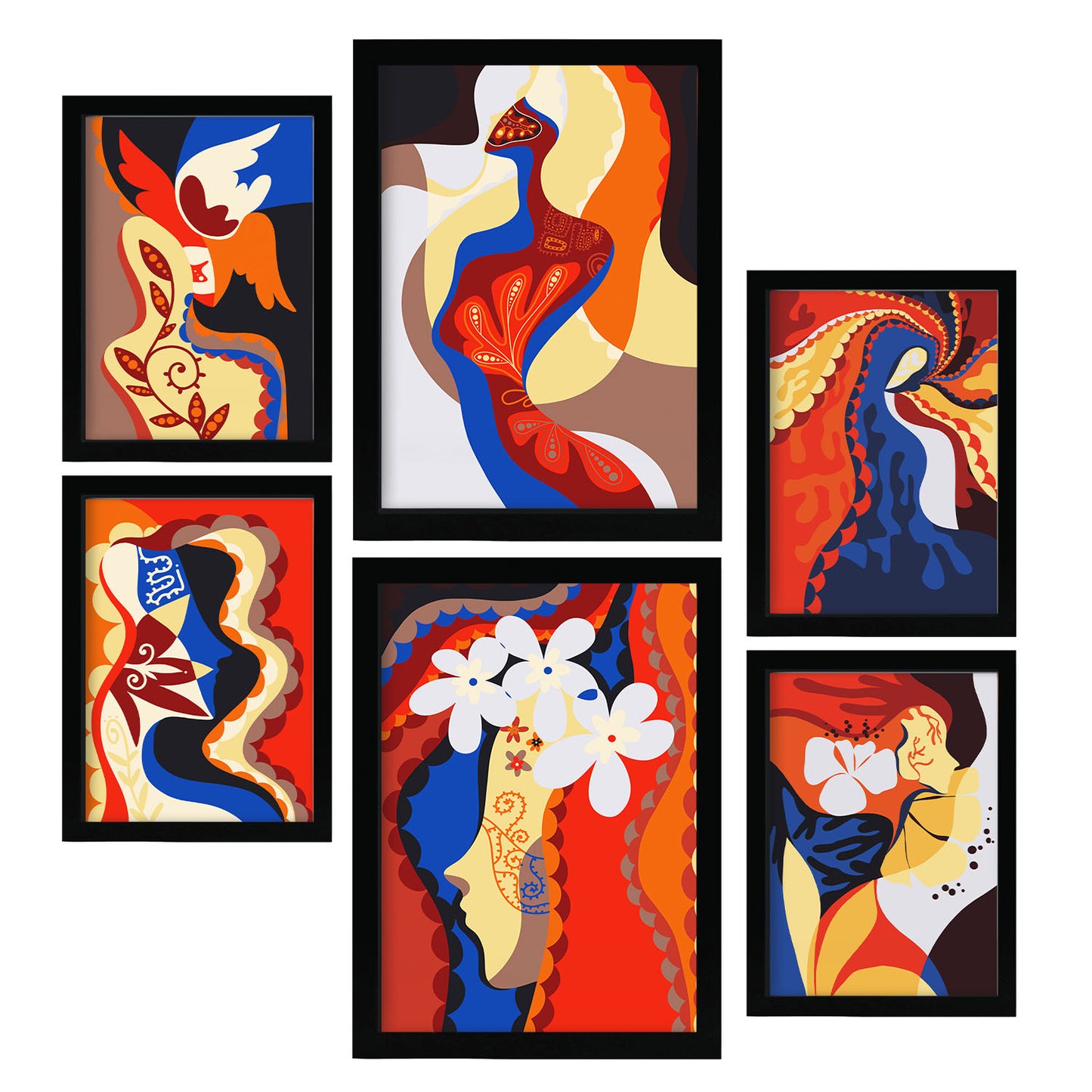 Nacnic Set de 6 Láminas de Arte Rococo Abstracto Femenino