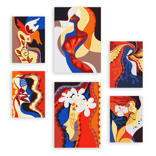 Nacnic Set de 6 Láminas de Arte Rococo Abstracto Femenino