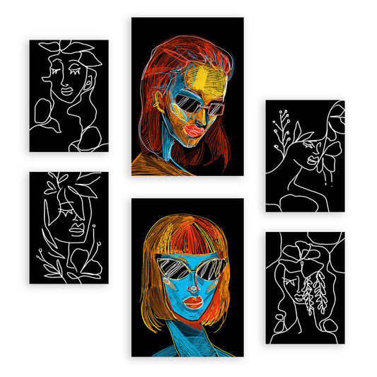 Nacnic Set de 6 Láminas Abstractas Femeninas de Belleza