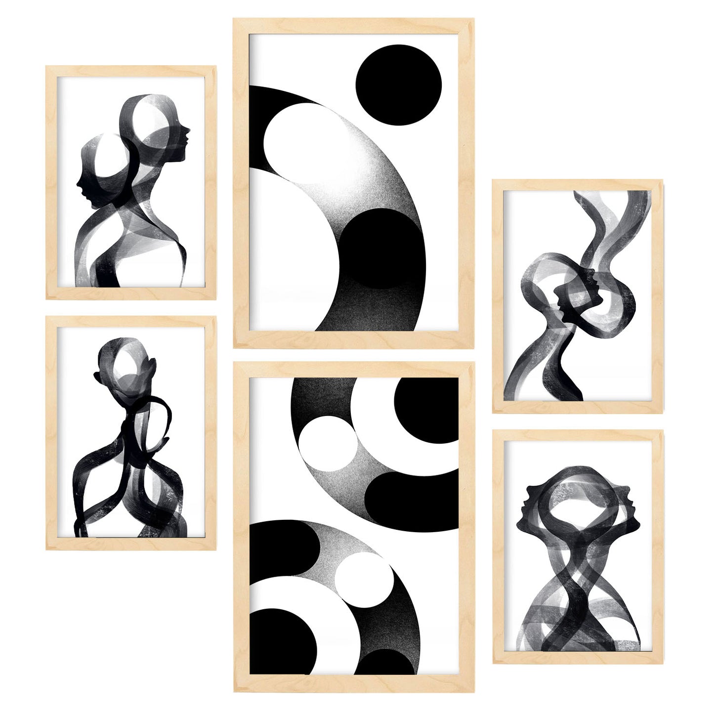 Nacnic Set de 6 Láminas Raya de Silencio en Amantes Abstracto