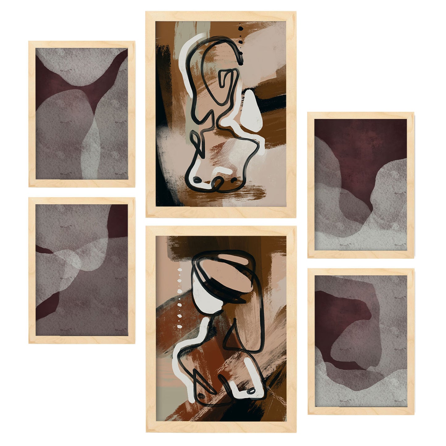 Nacnic Set de 6 Láminas de Arte Abstracto Femenino