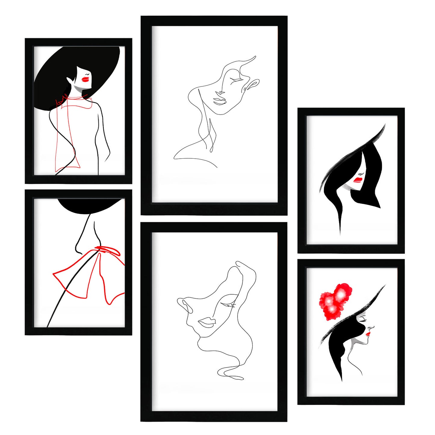 Nacnic Set de 6 Láminas Serence Beauty 1 en Abstracto Femenino