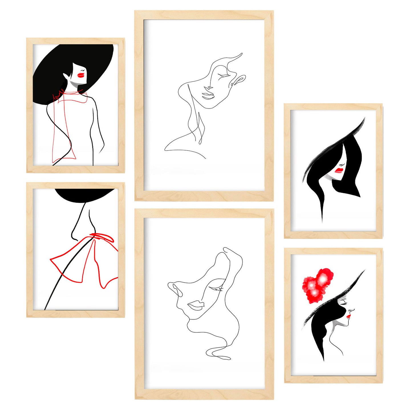 Nacnic Set de 6 Láminas Serence Beauty 1 en Abstracto Femenino