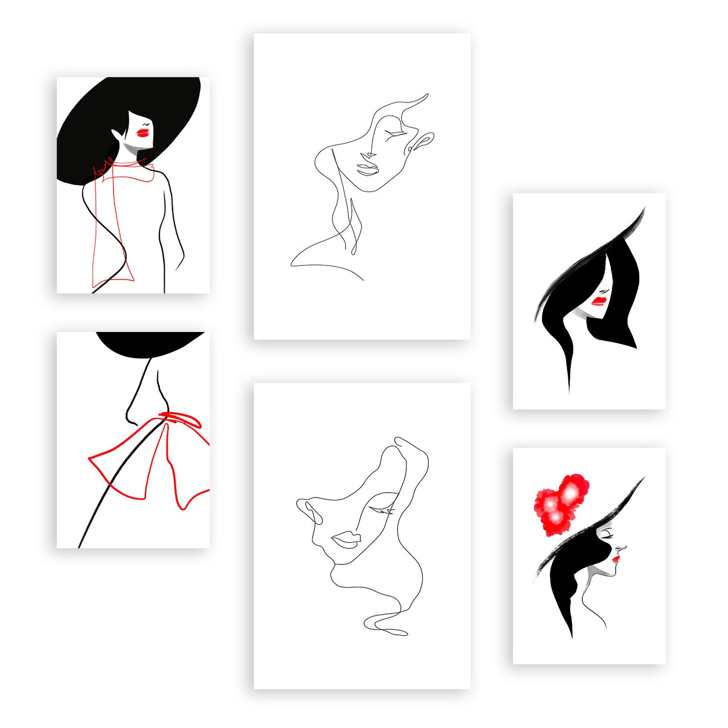 Nacnic Set de 6 Láminas Serence Beauty 1 en Abstracto Femenino