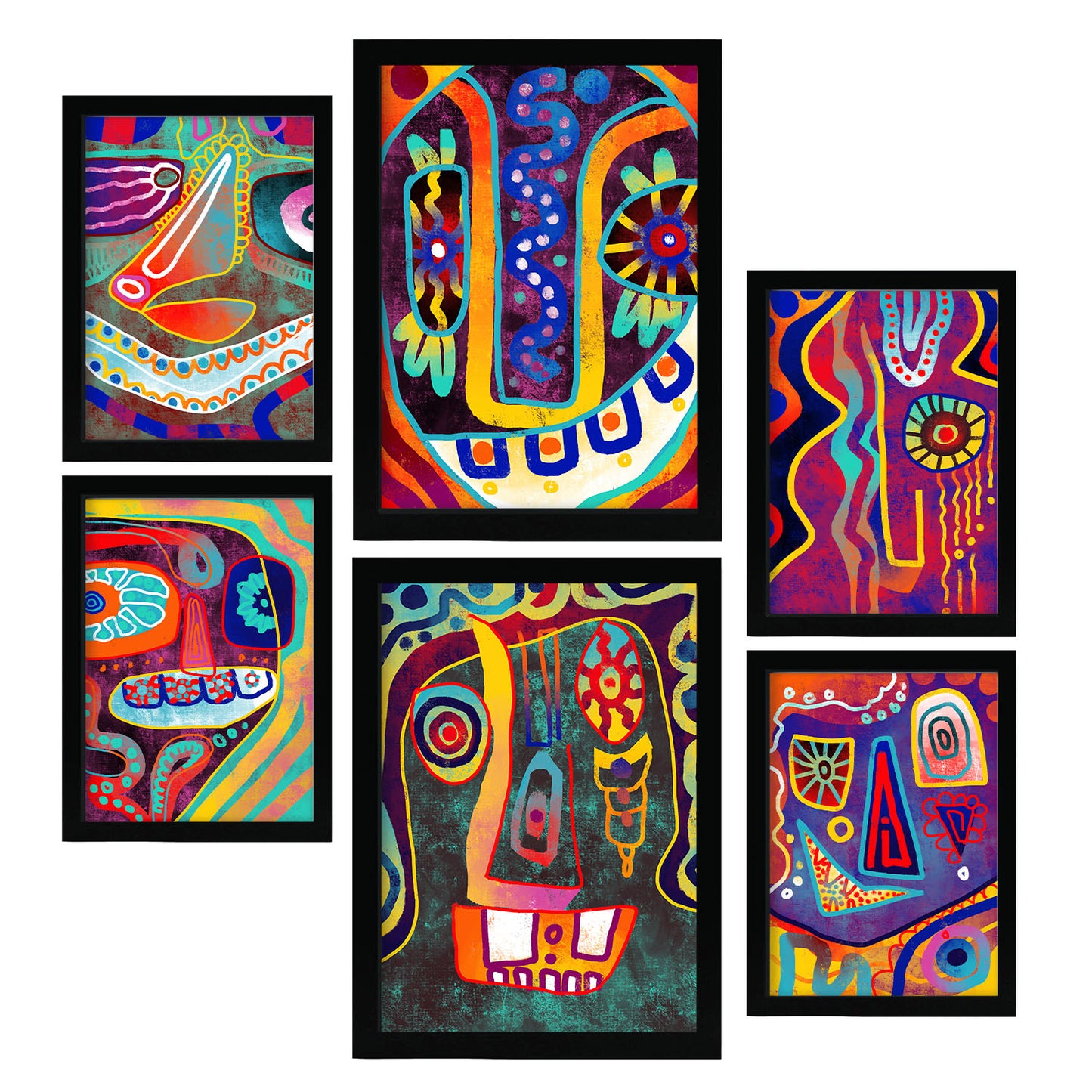 Set de 6 Posters Tipo Gótico de Nacnic en Resúmenes Coloridos