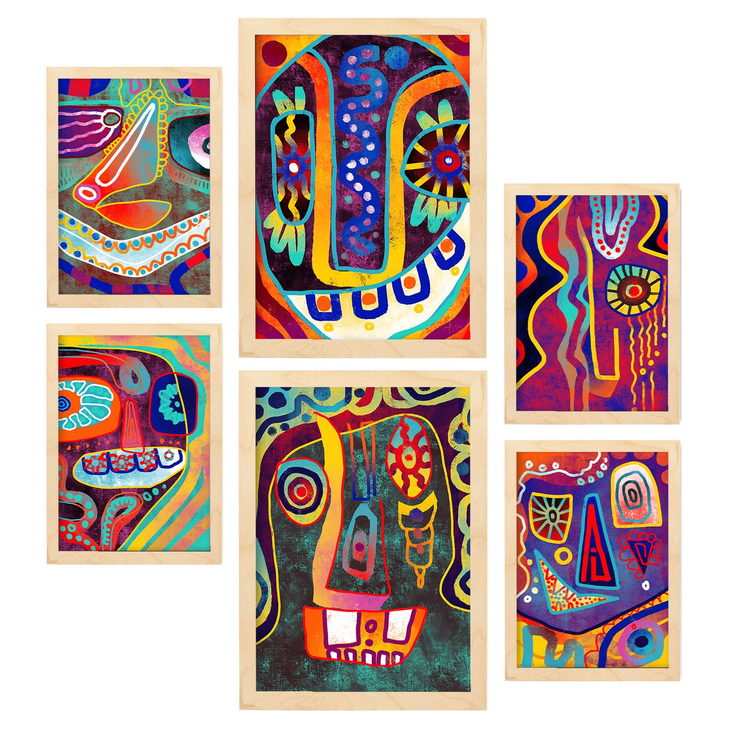 Set de 6 Posters Tipo Gótico de Nacnic en Resúmenes Coloridos
