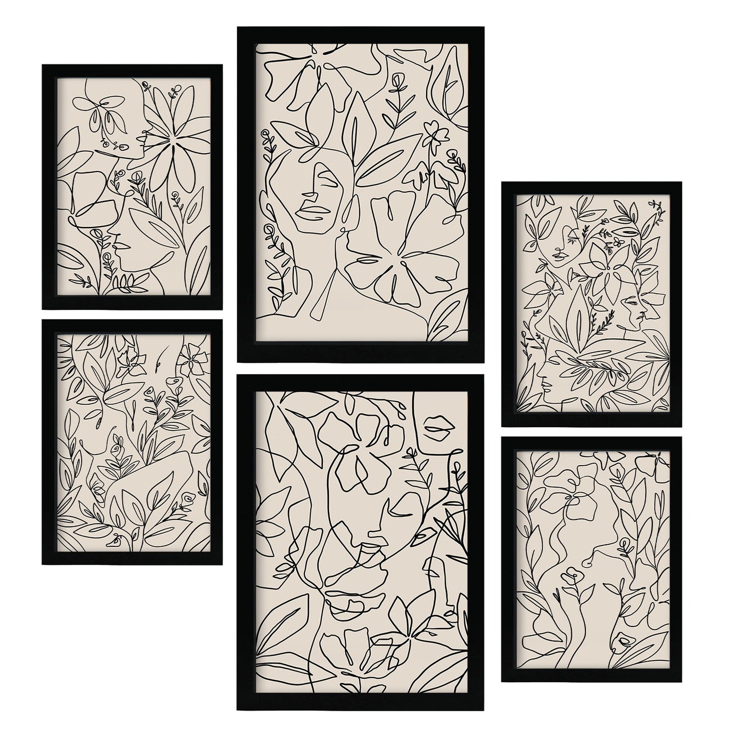Nacnic Set de 6 Láminas Abstractas de Flores con Volantes