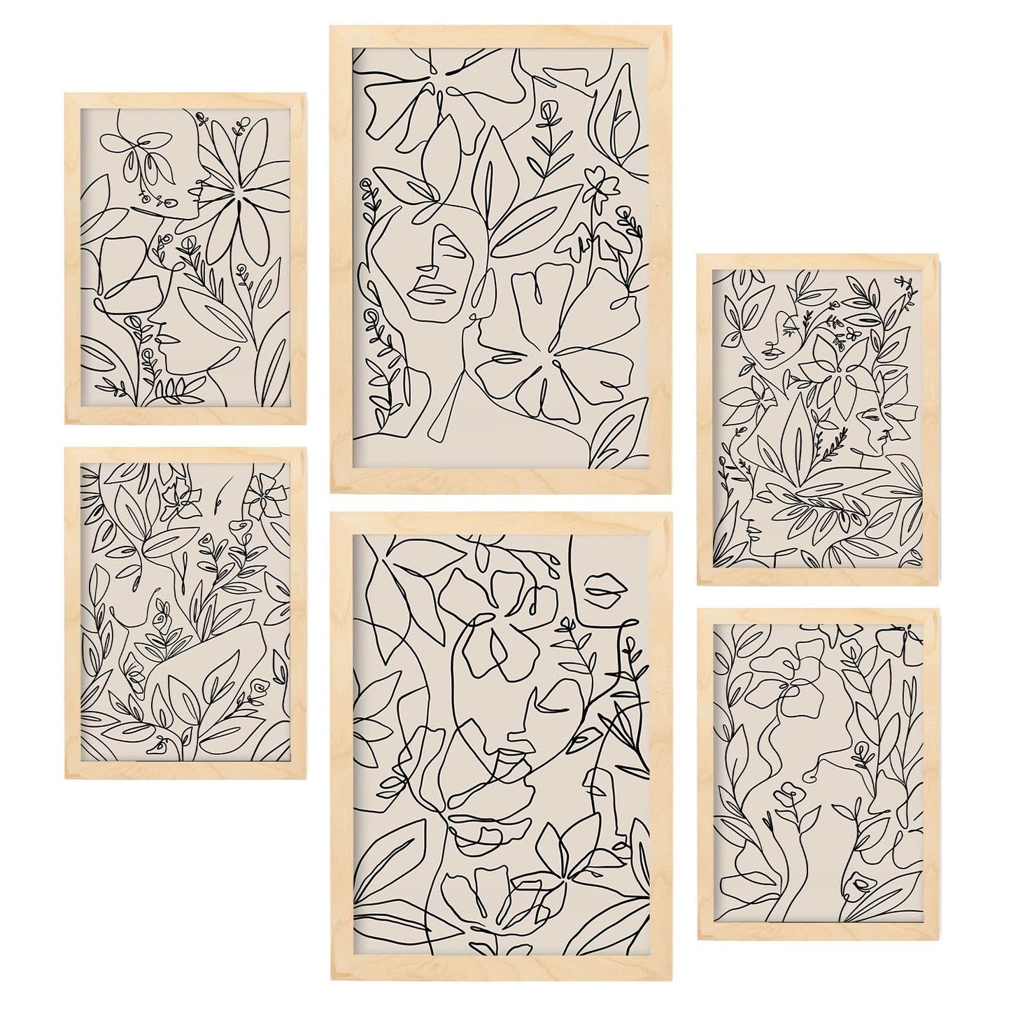 Nacnic Set de 6 Láminas Abstractas de Flores con Volantes