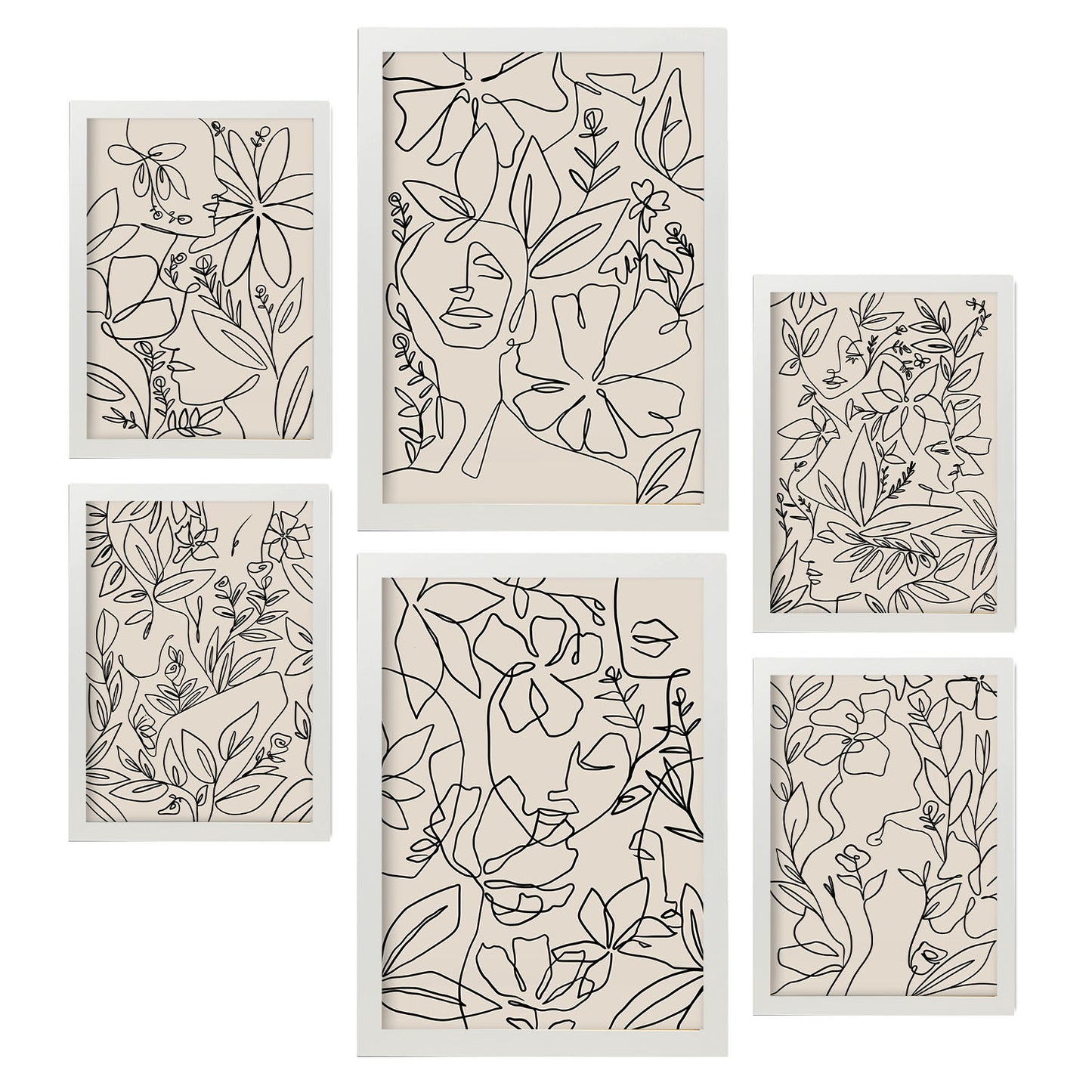 Nacnic Set de 6 Láminas Abstractas de Flores con Volantes