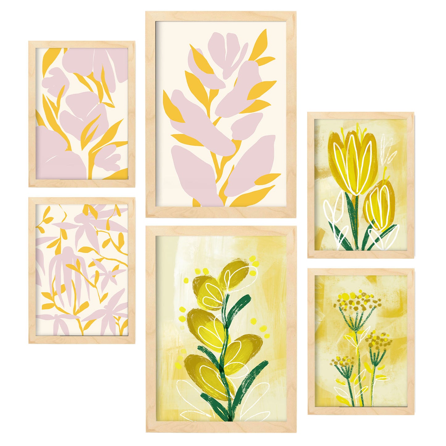 Nacnic Set de 6 Láminas de Flores Abstractas