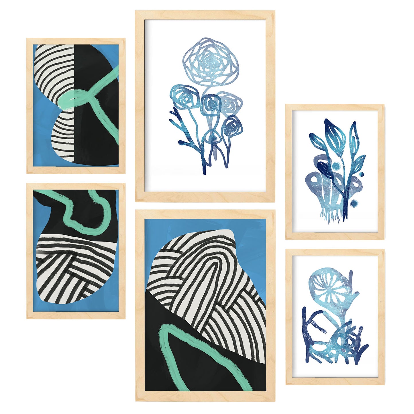 Nacnic Set de 6 Láminas de Vegetación Salvaje y Flores Abstractas
