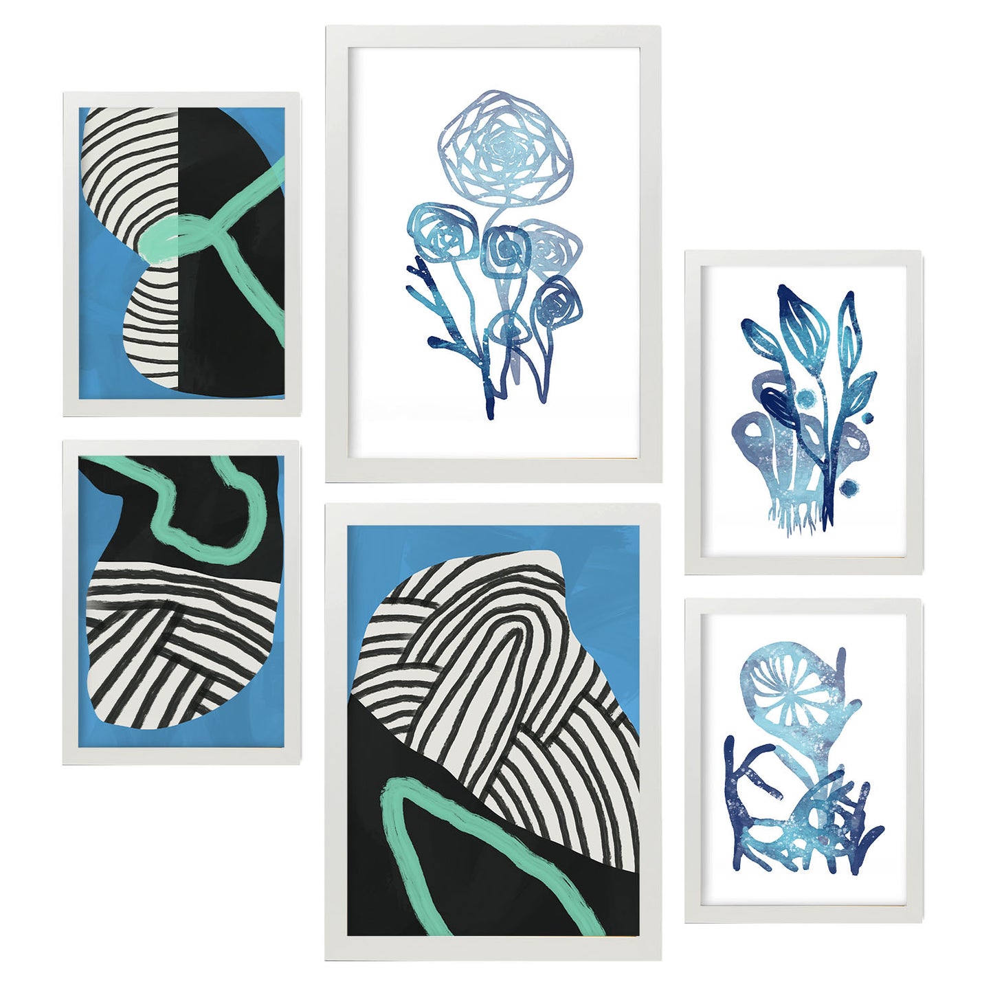 Nacnic Set de 6 Láminas de Vegetación Salvaje y Flores Abstractas