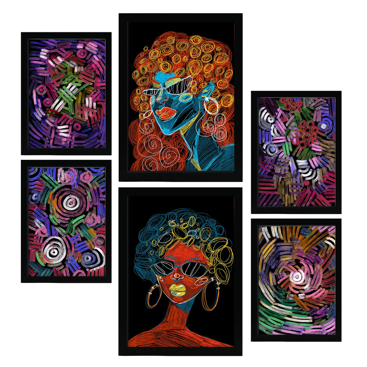 Conjunto Nacnic de 6 Láminas Abstractas Femeninas