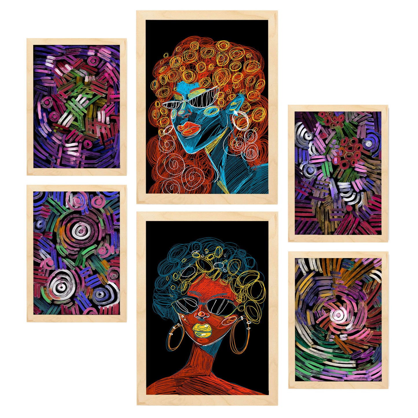 Conjunto Nacnic de 6 Láminas Abstractas Femeninas