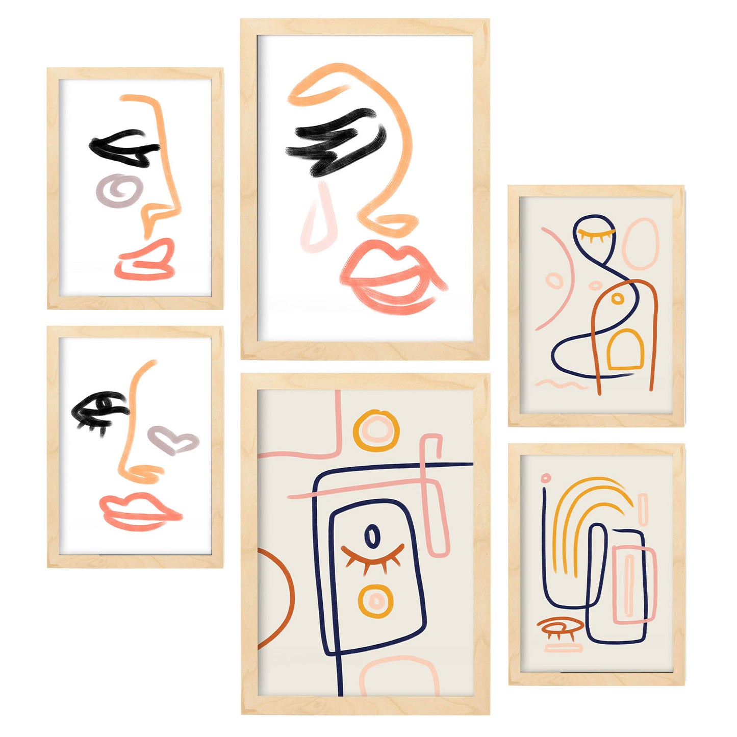 Nacnic Set de 6 Láminas de Silencio de Mierda en Abstracto Femenino