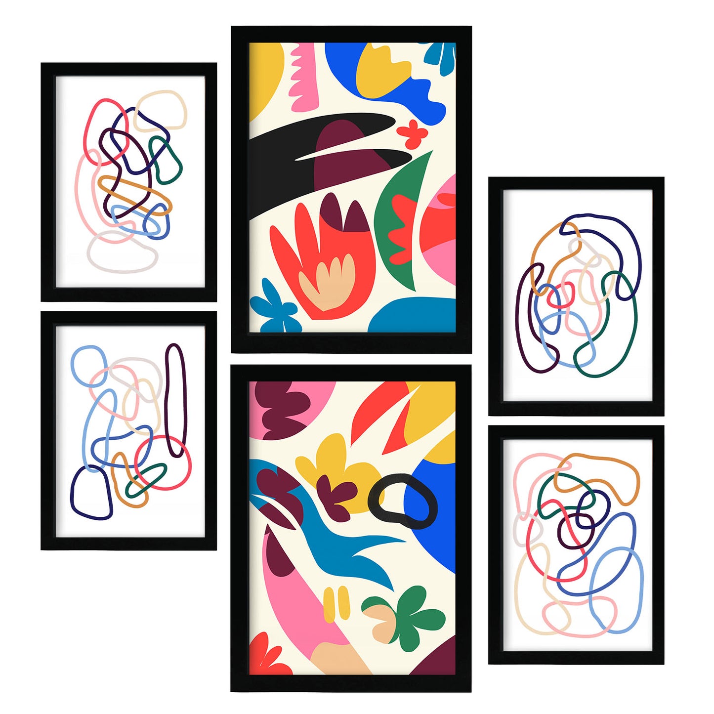 Nacnic Set de 6 Láminas de Flores Abstractas en Turquesa