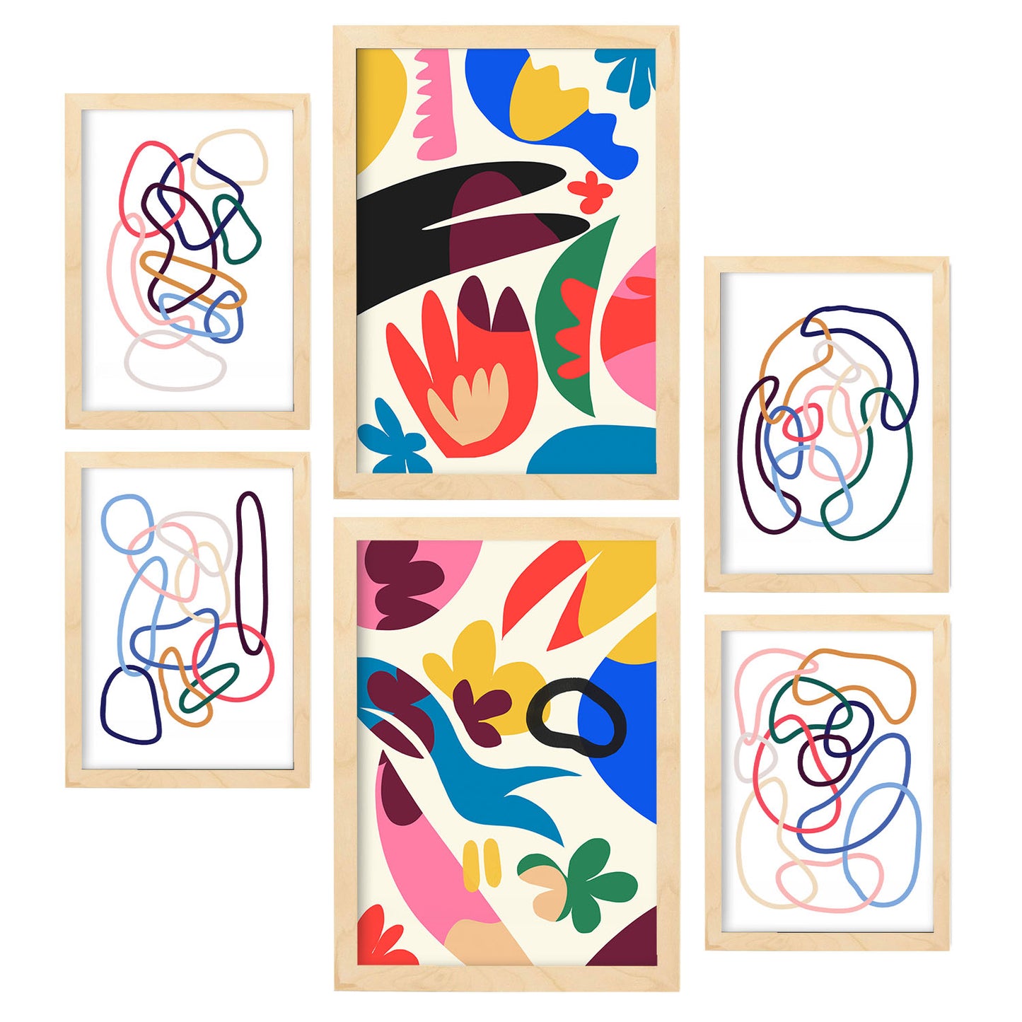 Nacnic Set de 6 Láminas de Flores Abstractas en Turquesa